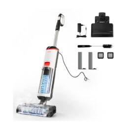 Aspirador de escoba seco y húmedo - POLTI RollySteam WD10C, 1 kW, Potencia de succión 100 AirWatt, Depósito 0.8 l, Blanco / Negro
