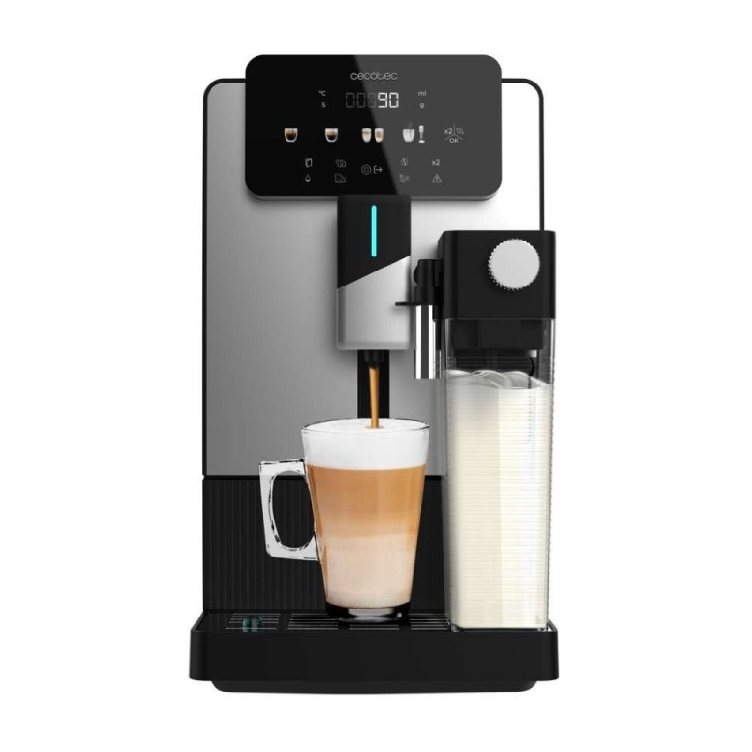 Cafetera superautomática - CECOTEC Cremmaet Latte, 19 bar, 1300 W, 400 ml, 1 tazas, Negro