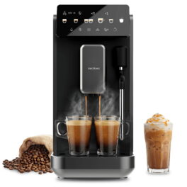 Cafetera superautomática - Cecotec Cremmaet Lungo Steam, Vaporizador, 5 bebidas, Pantalla táctil, 19 bares, Thermoblock, Molinillo integrado, Negro