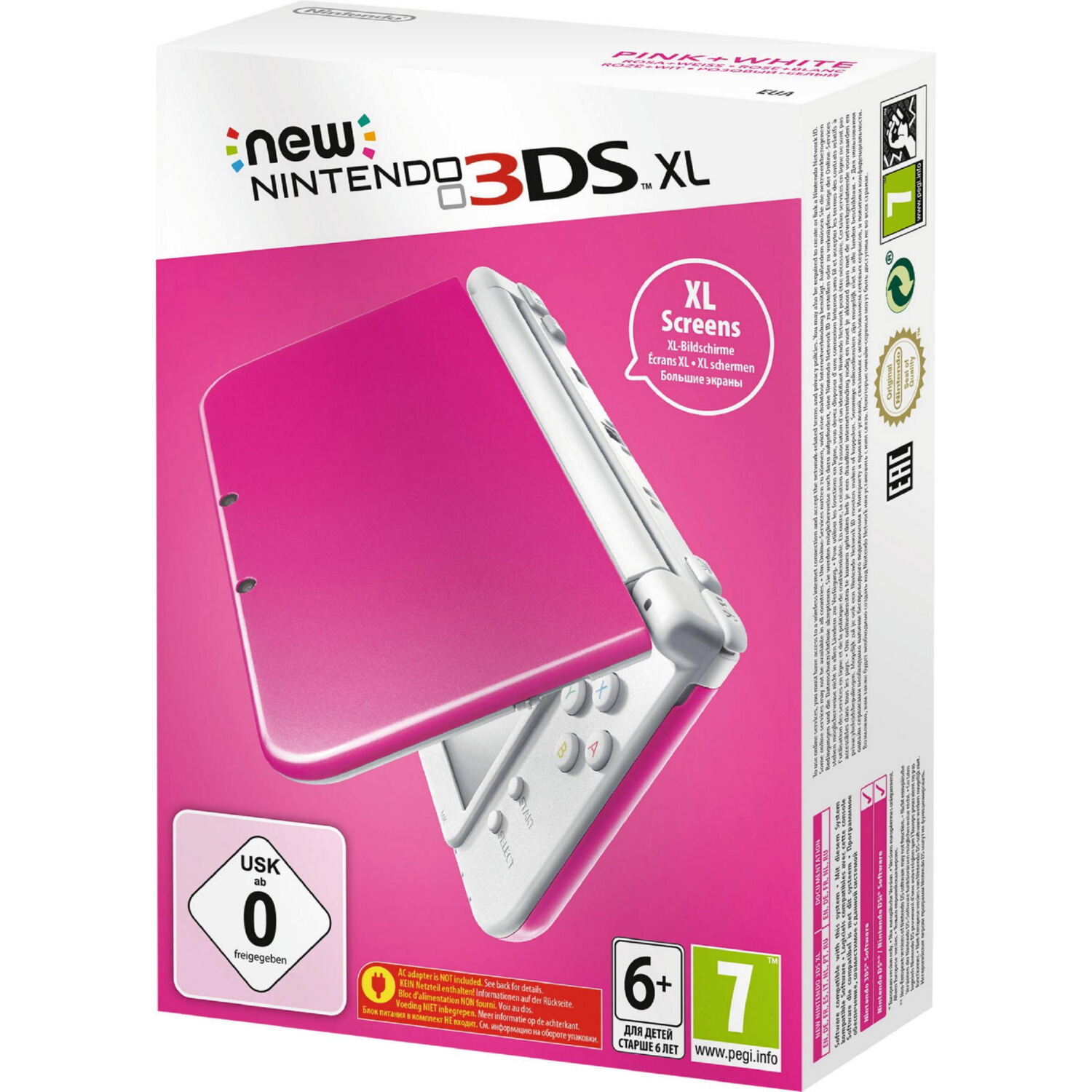 Consola portátil - NINTENDO 2209132 NEW 3DS XL PINK WHITE, 4 GB, Rosa/Blanco