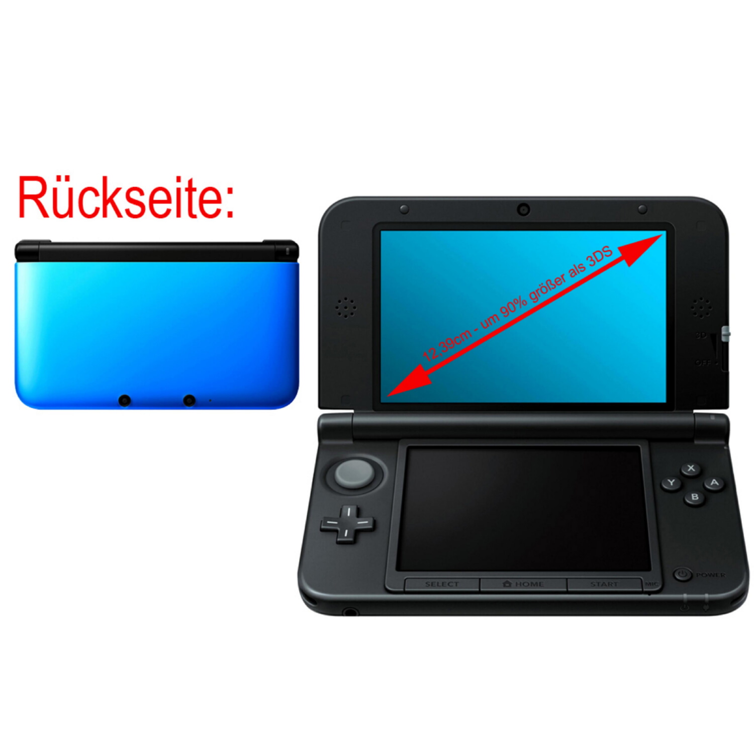 Consola portátil - NINTENDO 3DS XL, 2 GB, Negro, Azul