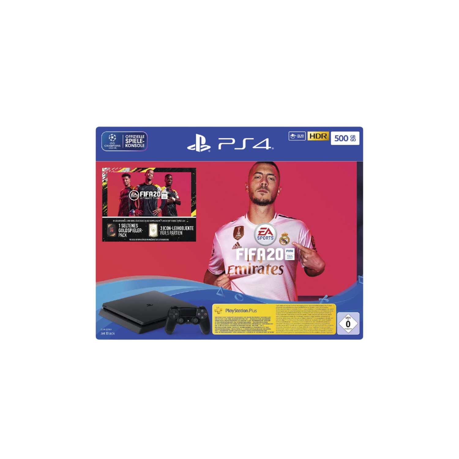 Consola PS4 - SONY 9977308 PS4 500GB +FIFA20, 500 GB, Negro