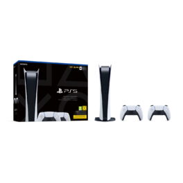 Consola PS5 - SONY PlayStation 5 Digital Edition + 2 DualSense, 825 GB, Negro, Blanco