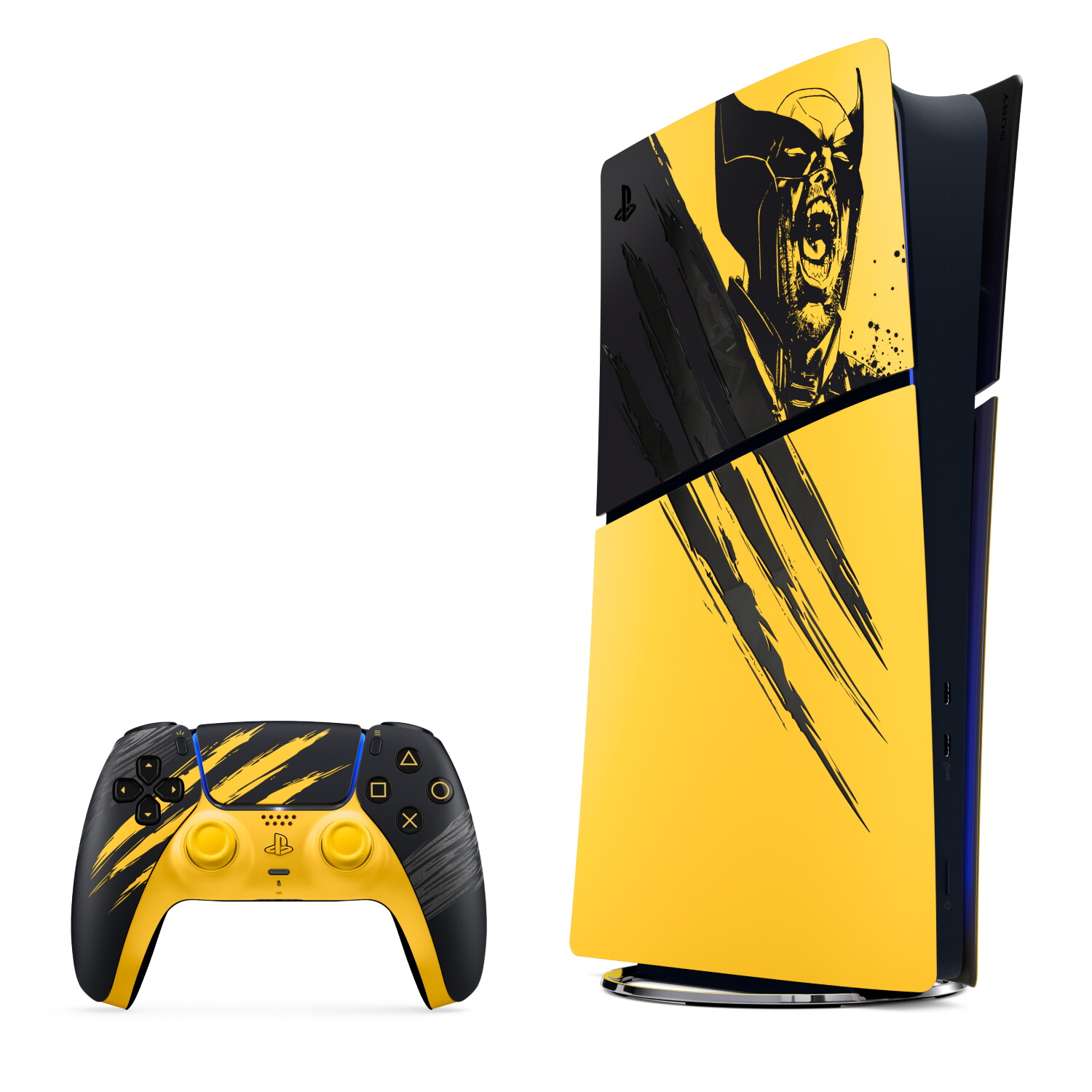 Consola - Sony PS5 Slim Digital Edition: Edición Limitada Battle Yellow de Marvel's Wolverine, 825 GB SSD, 4K, 1 mando, Amarillo