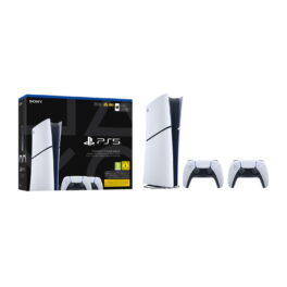 Consola - Sony PS5 Slim Digital Edition, 825 GB SSD, 4K, 2 mandos DualSense, Chasis E, Blanco