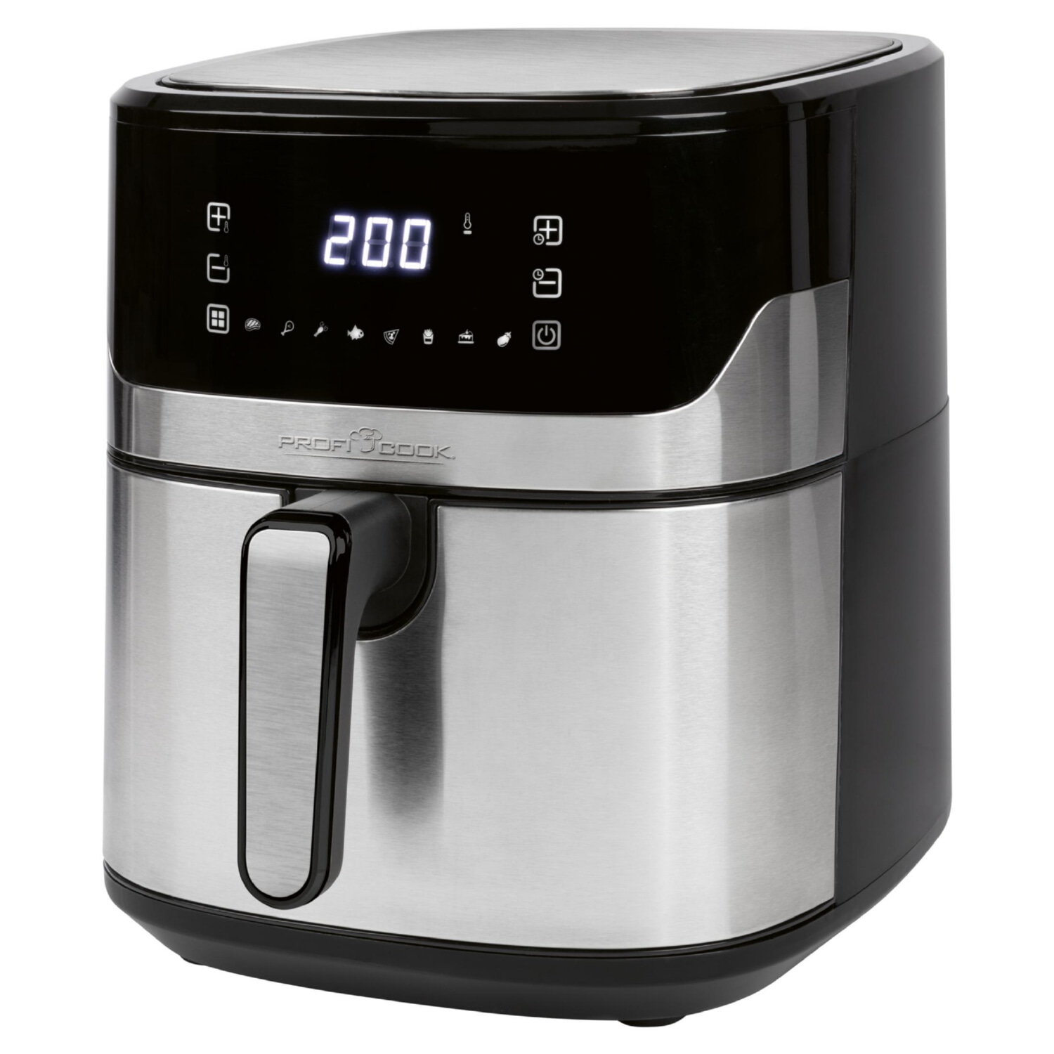 Freidora de aire - PROFICOOK 501294, 1600 W, 6,5 l, Negro, Plata