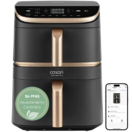 Freidora de aire - Cosori Turbo Tower Pro Smart Chef Edition, 2630 W, Doble Resistencia, 10.8 l, 2 cestas, Revestimiento cerámico, WiFi, Negro