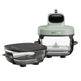 Freidora de aire - Dreame Tasti, Capacidad 2.5L y 4.5L, 1500 W, 60–200°C, 5 Programas, Vidrio, Pantalla digital LED, Verde