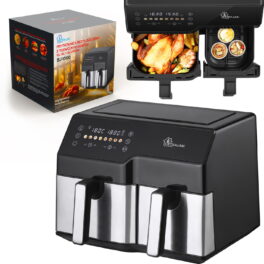 Freidora de aire - EXTRALINK HOME AIR FRYER 10L (6L+4L) EU SJ-1000 2500W, 2500 W, 10 l, Negro