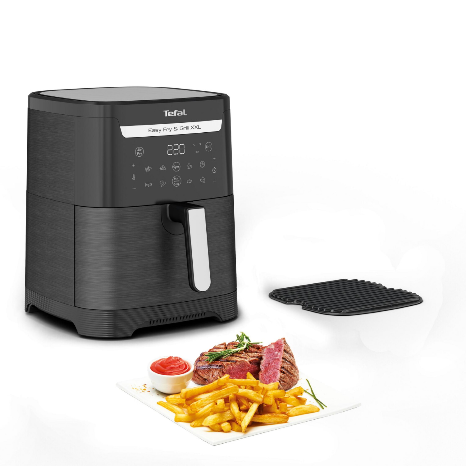 Freidora de aire - TEFAL EY8018, 1830 W, 6,5 l, Negro