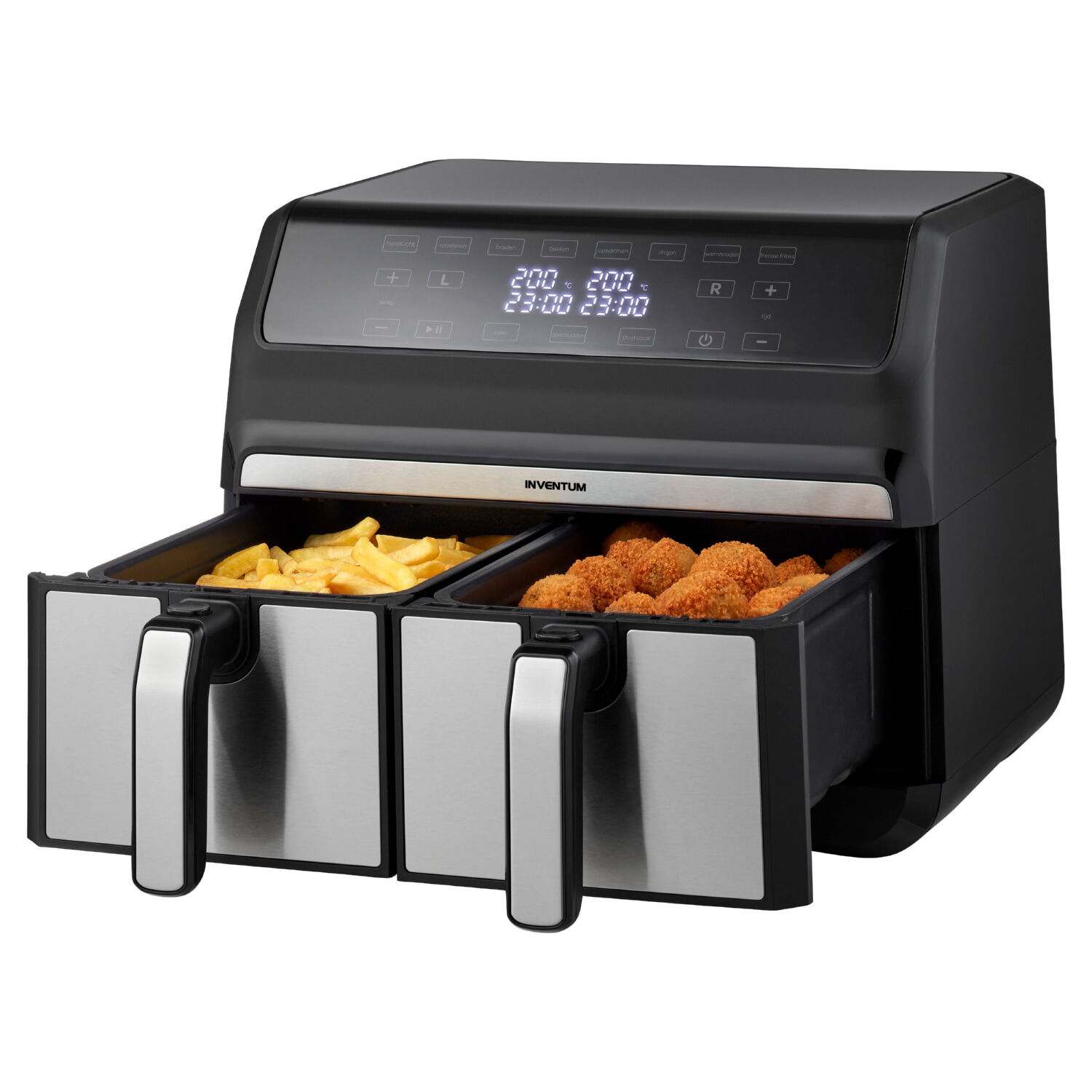 Freidora de aire - INVENTUM GF800HLD, 1700 W, 8 l, Negro, Acero inoxidable