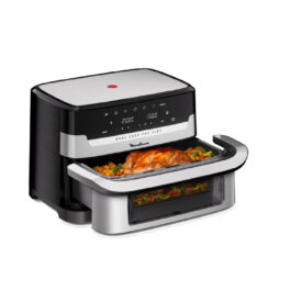 Freidora de aire - Moulinex Dual Easy Fry Flex EZ922D, 2700W, 9L, 7 programas, Separador de cesta, 40°C-200°C, hasta 8 personas, Negro