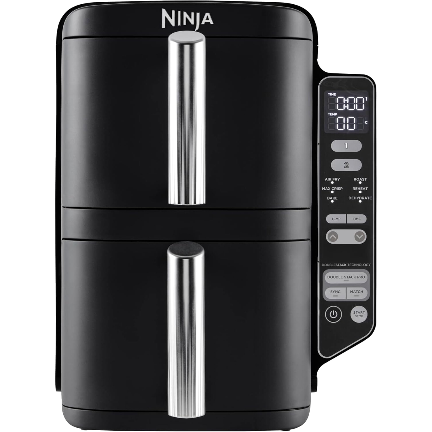 Freidora de aire - Ninja SL300EU, 2470 W, 7.6 l dividido en 2 bandejas, Negro