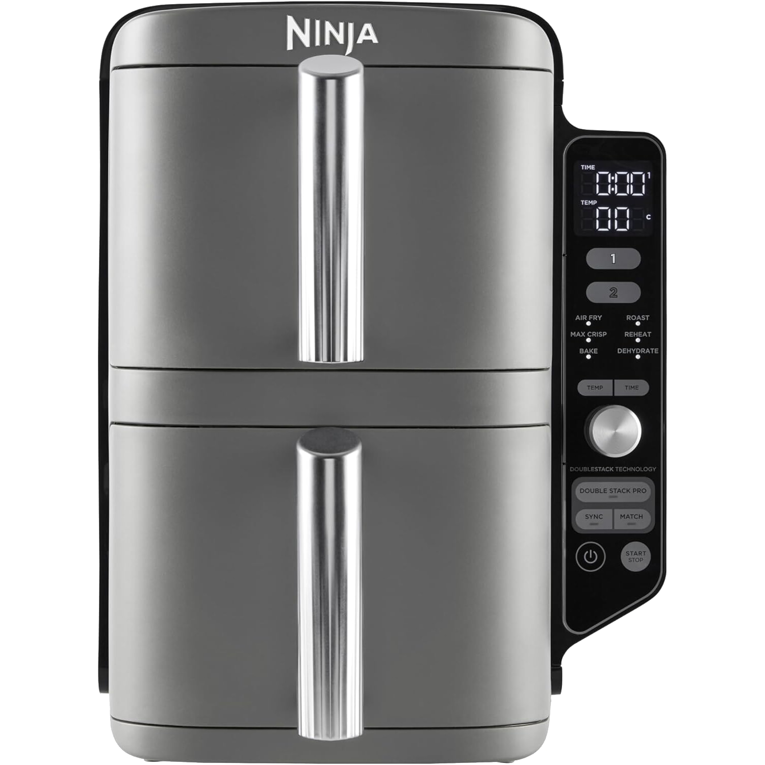 Freidora de aire - Ninja SL400EU, Doble cesta, 2470 W, 9.5 l, 6 Programas, 4 Niveles Independientes para Cocinar, Gris