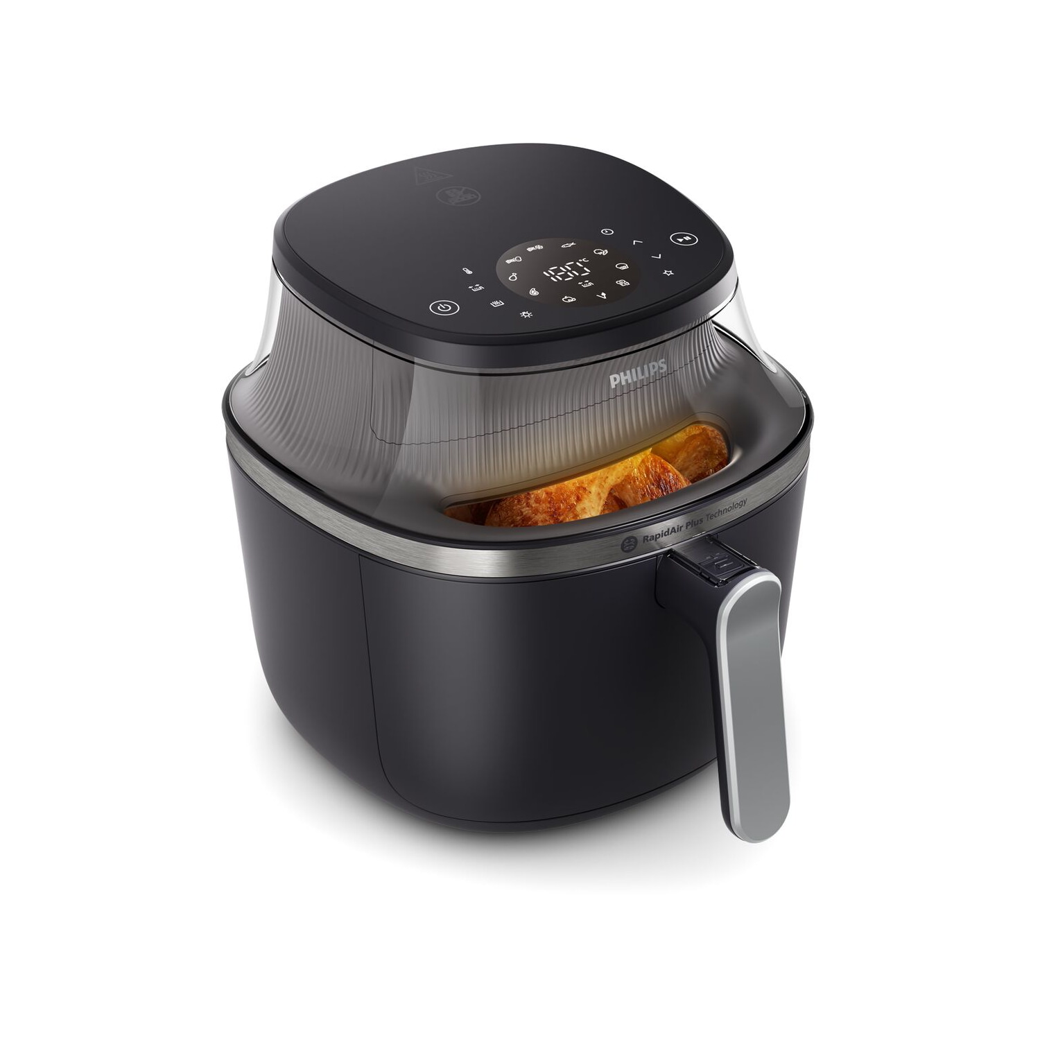 Freidora de aire - PHILIPS 3000 series NA331/00, 1700 W, 6,2 l, Negro, Plata