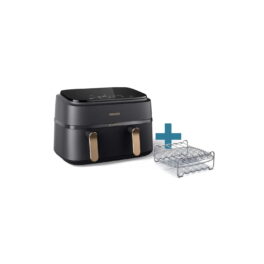 Freidora de aire - PHILIPS 3000 series NA352/04, 2750 W, 1,5 kg, Negro, Cobre