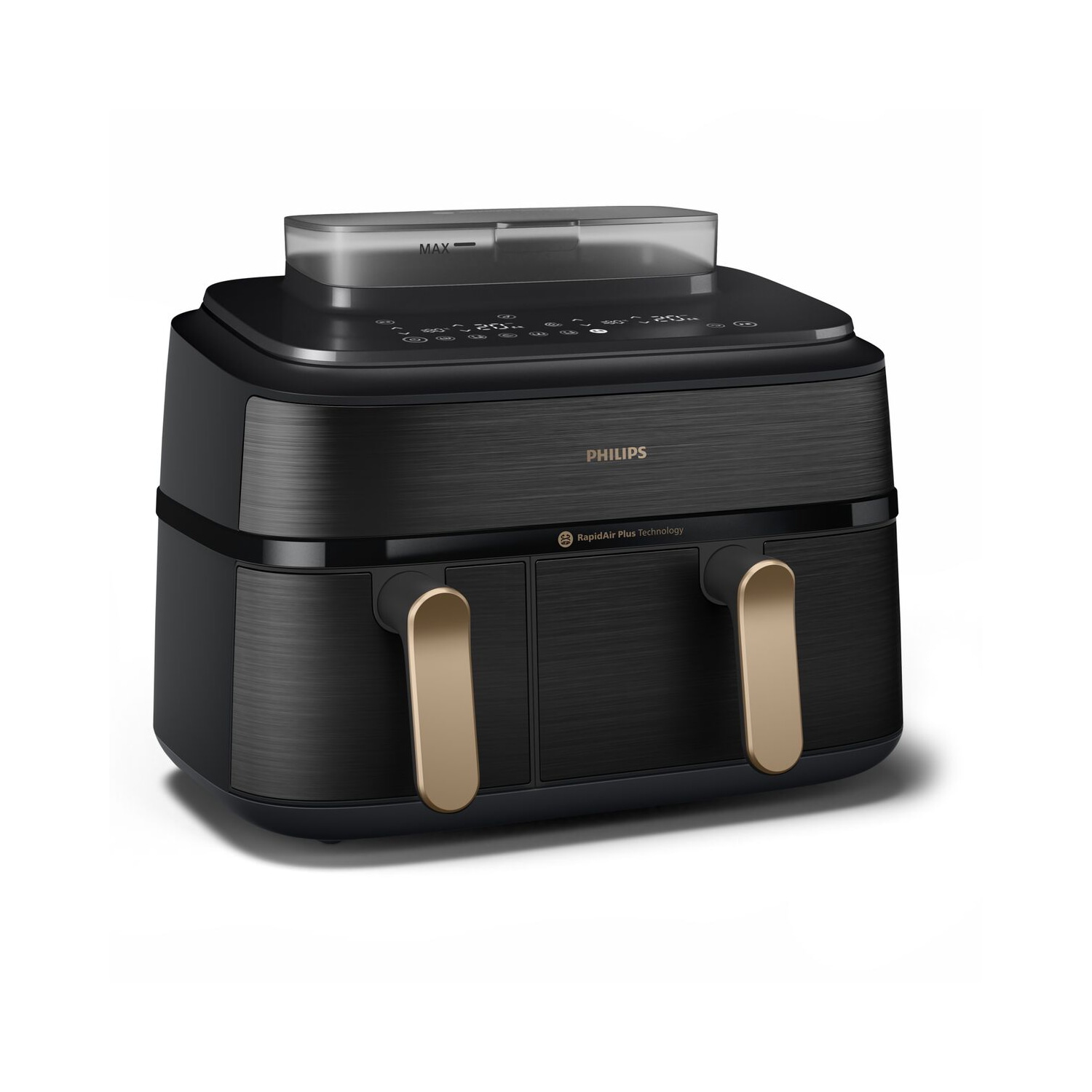 Freidora de aire - PHILIPS 5000 series NA552/00, 2750 W, 9 l, Negro, Oro