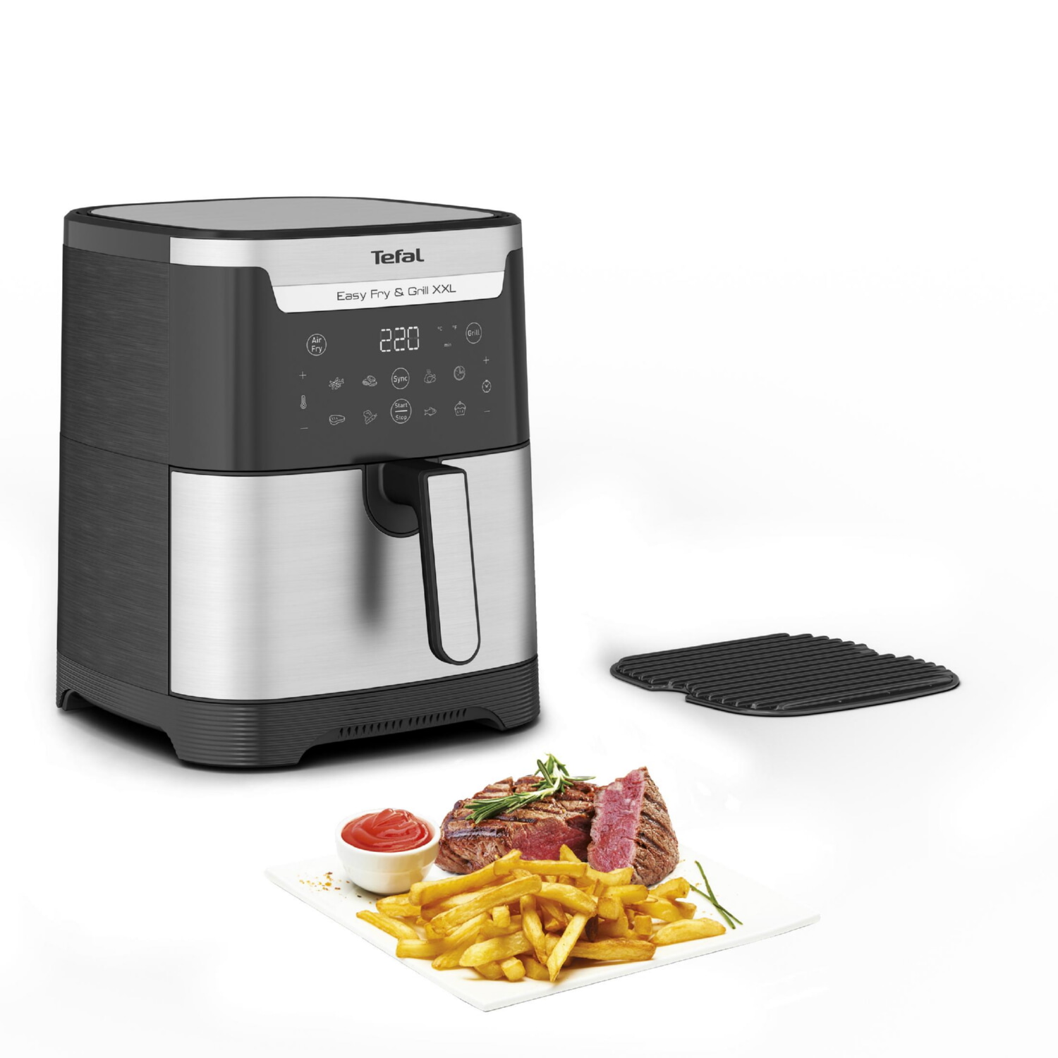 Freidora de aire - TEFAL 785300183856, 1700 W, 6,5 l, Inox