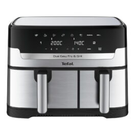 Freidora de aire - TEFAL Dual Easy Fry & Grill EY905D, 2700 W, 8,3 l, Acero inoxidable