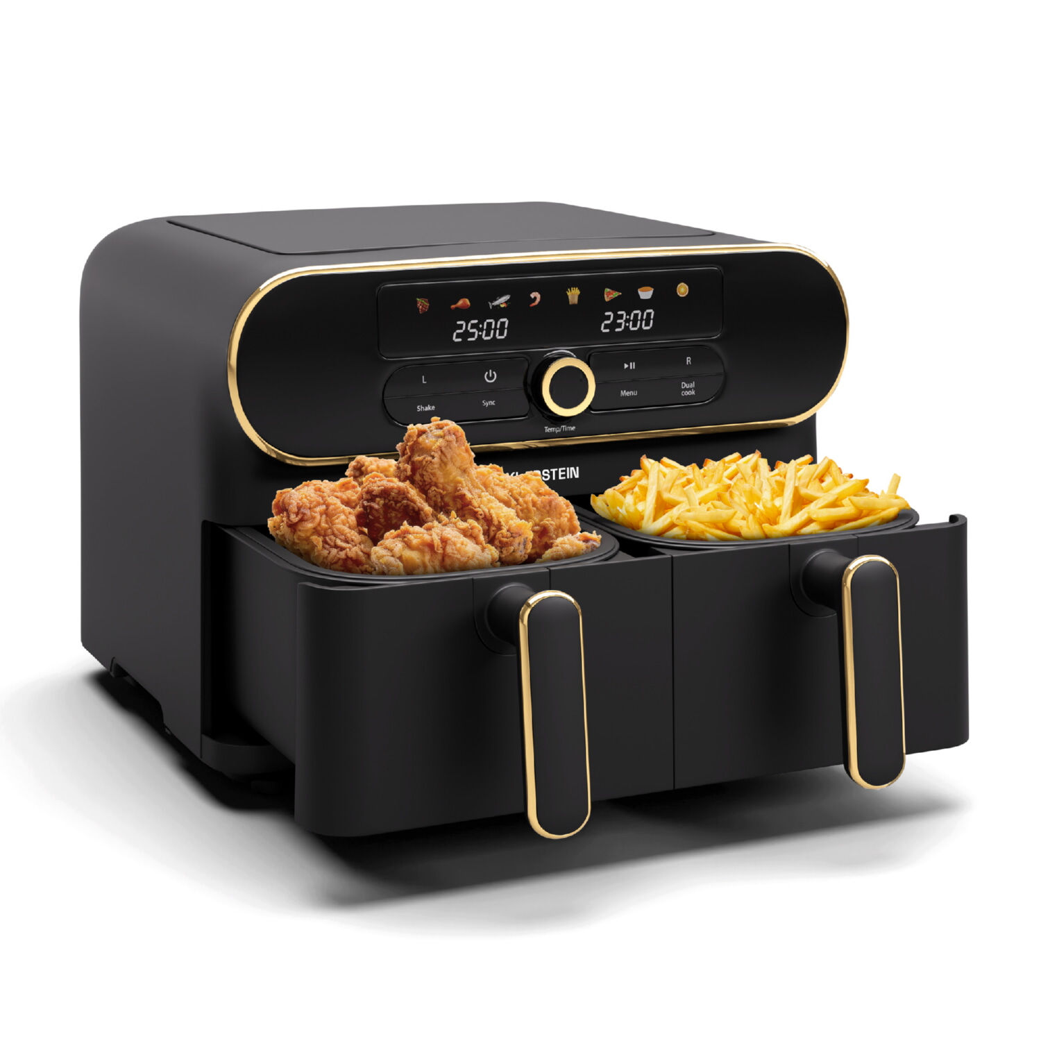 Freidora sin aceite - KLARSTEIN AuraAir, 1700 W, 11 l, Negro / Oro Antiguo Metálico