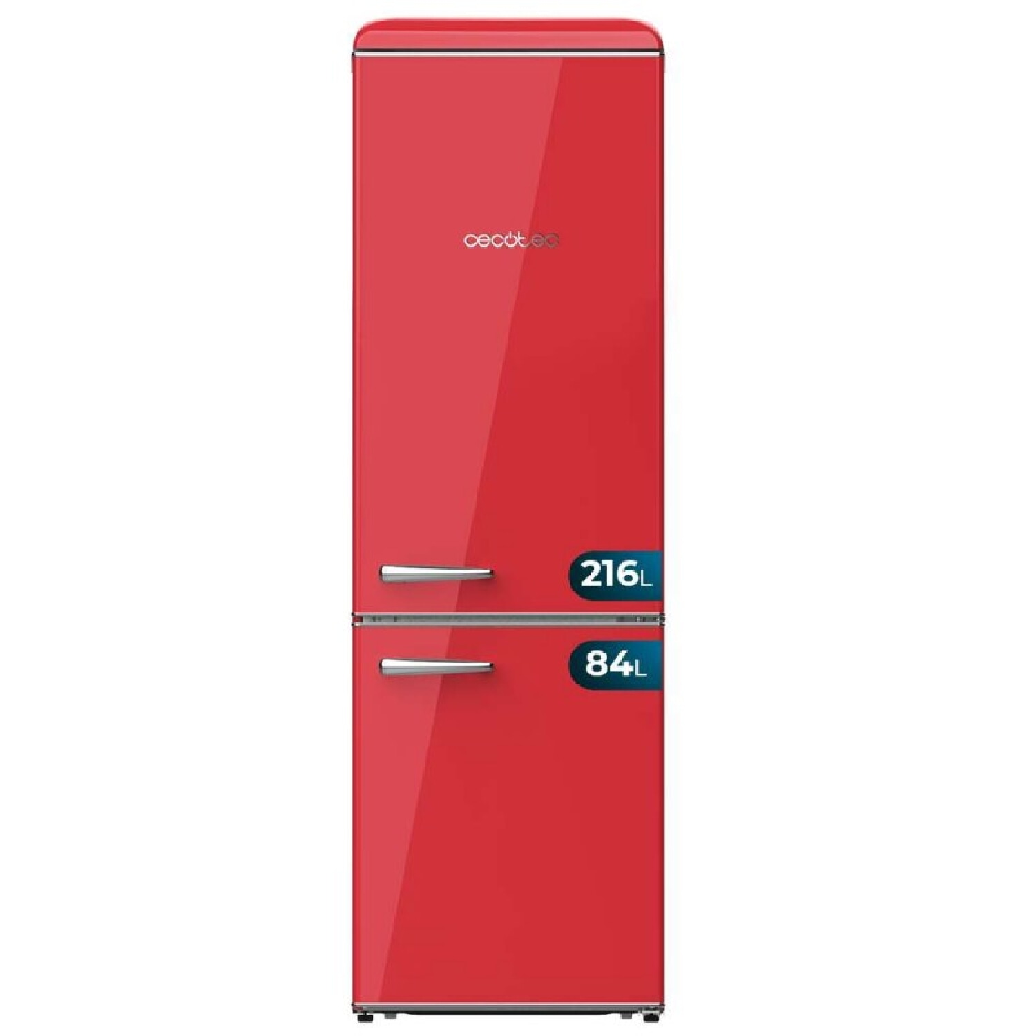 Frigorífico combi - CECOTEC Bolero CoolMarket Combi Origin 300 Red E, No Frost, No Frost, Altura 191,5 cm, Capacidad 300,0 l, Rojo