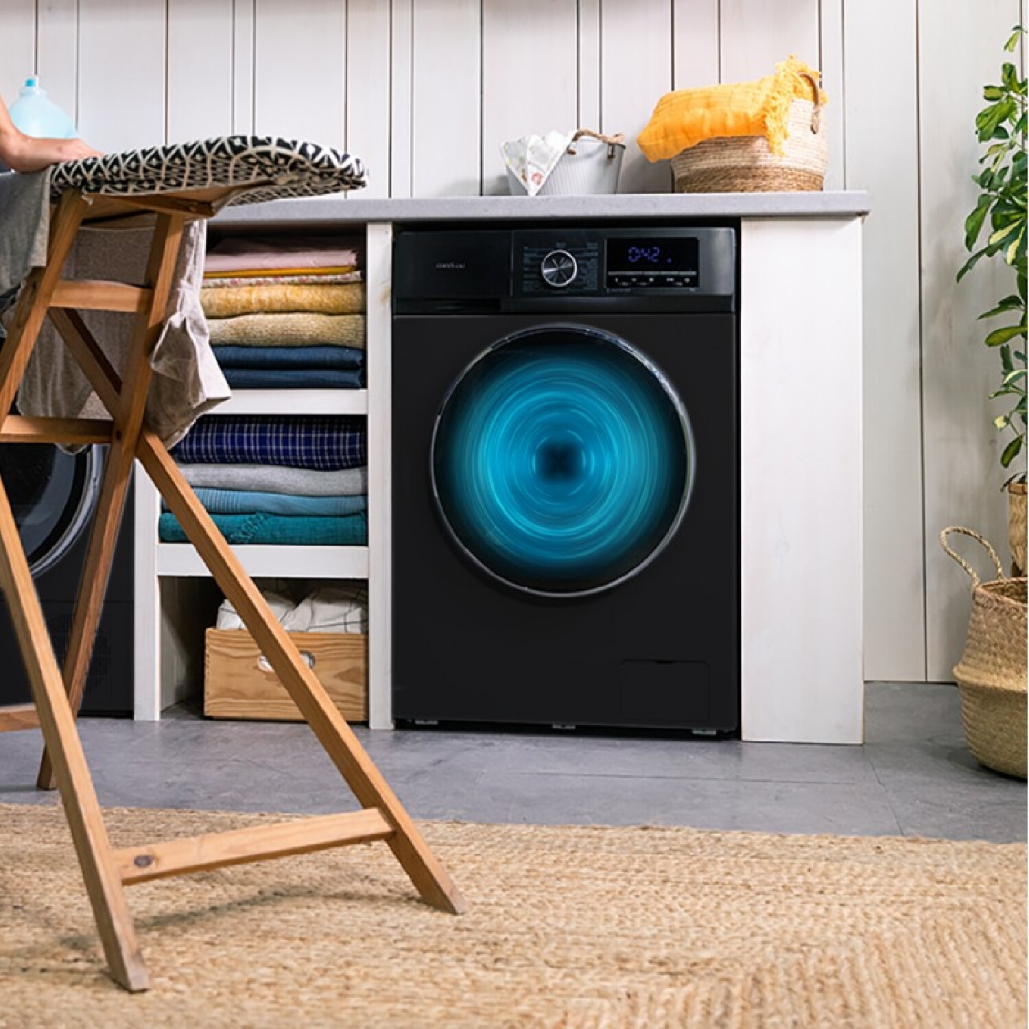 Lavadora carga frontal - CECOTEC Bolero DressCode 7500 Inverter Steel A, 7 kg, 16 programas, Plateado