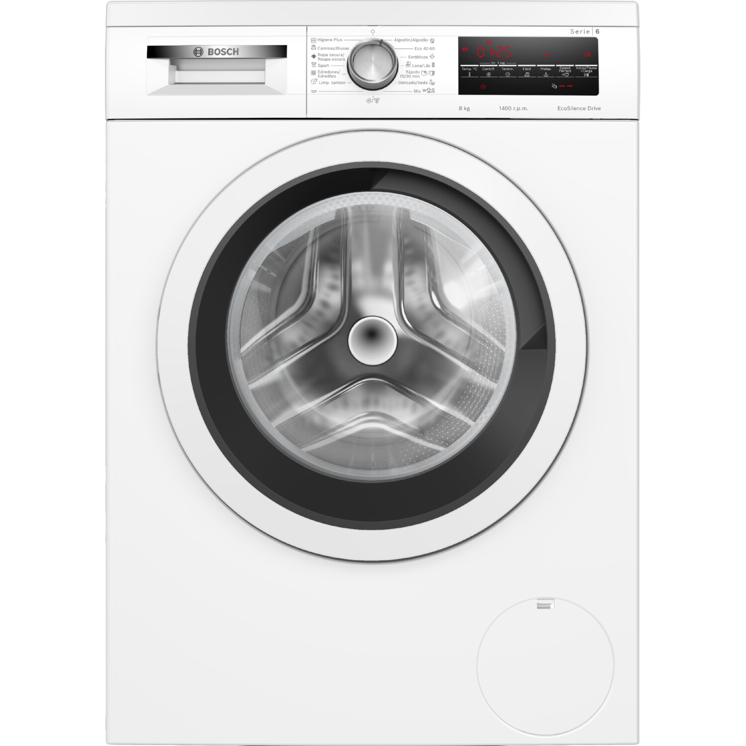 Lavadora carga frontal - Bosch WUU28T63ES, 8 kg, 1.400 rpm, 15 programas, Motor Eco Silence, Activewater, Blanco