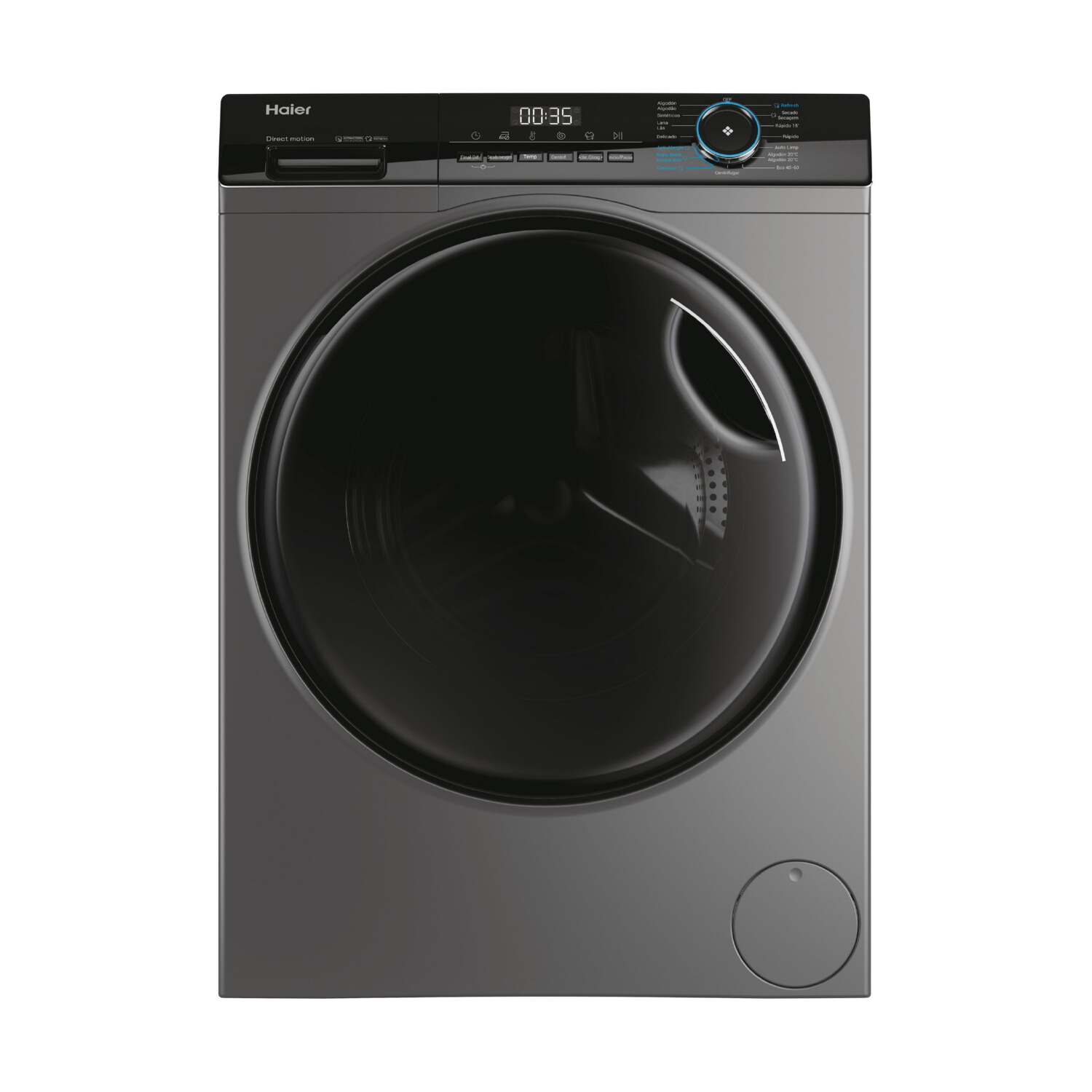 Lavadora carga frontal - HAIER HWD80-B14939S8-IB, 8 kg, 1400 rpm, 15 programas, Antracita
