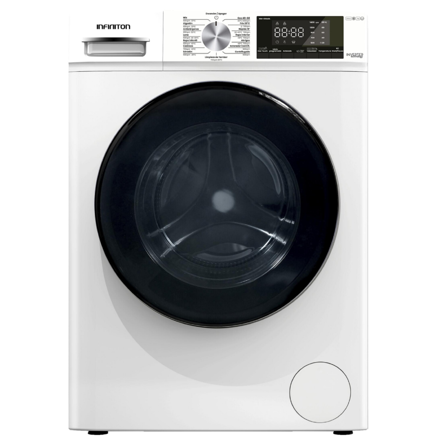 Lavadora carga frontal - INFINITON WM-S84ABL, 8 kg, 15 programas, Blanco