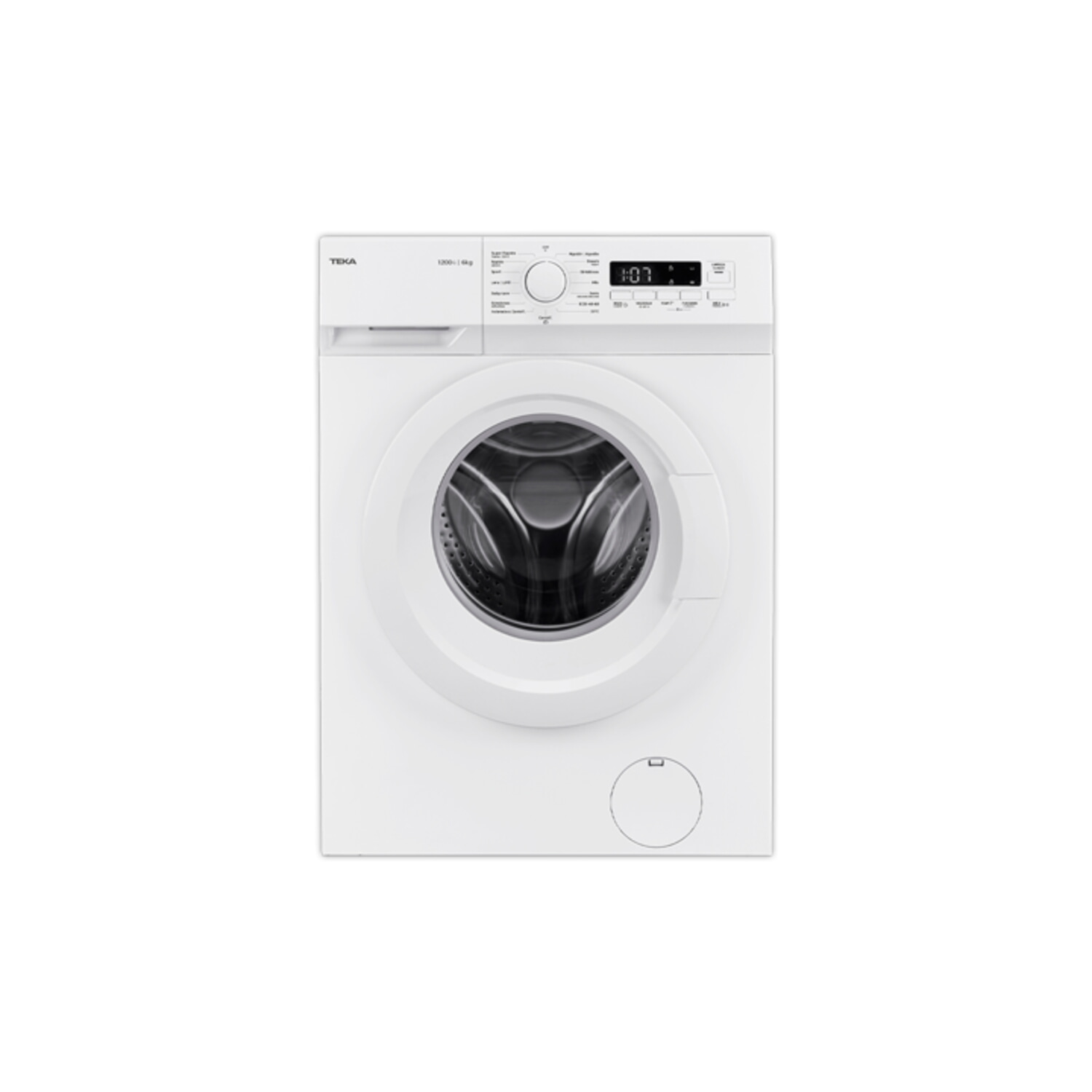 Lavadora carga frontal - TEKA WMK 10620, 6 kg, 1200 rpm, 15 programas, Blanco