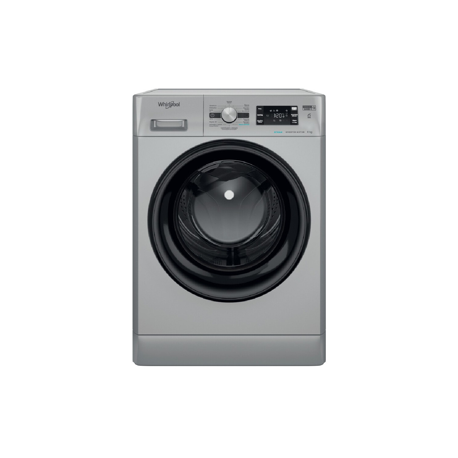 Lavadora carga frontal - WHIRLPOOL FFB 8489 SBV SPT, 8 kg, 1400 rpm, 12 programas, Plata