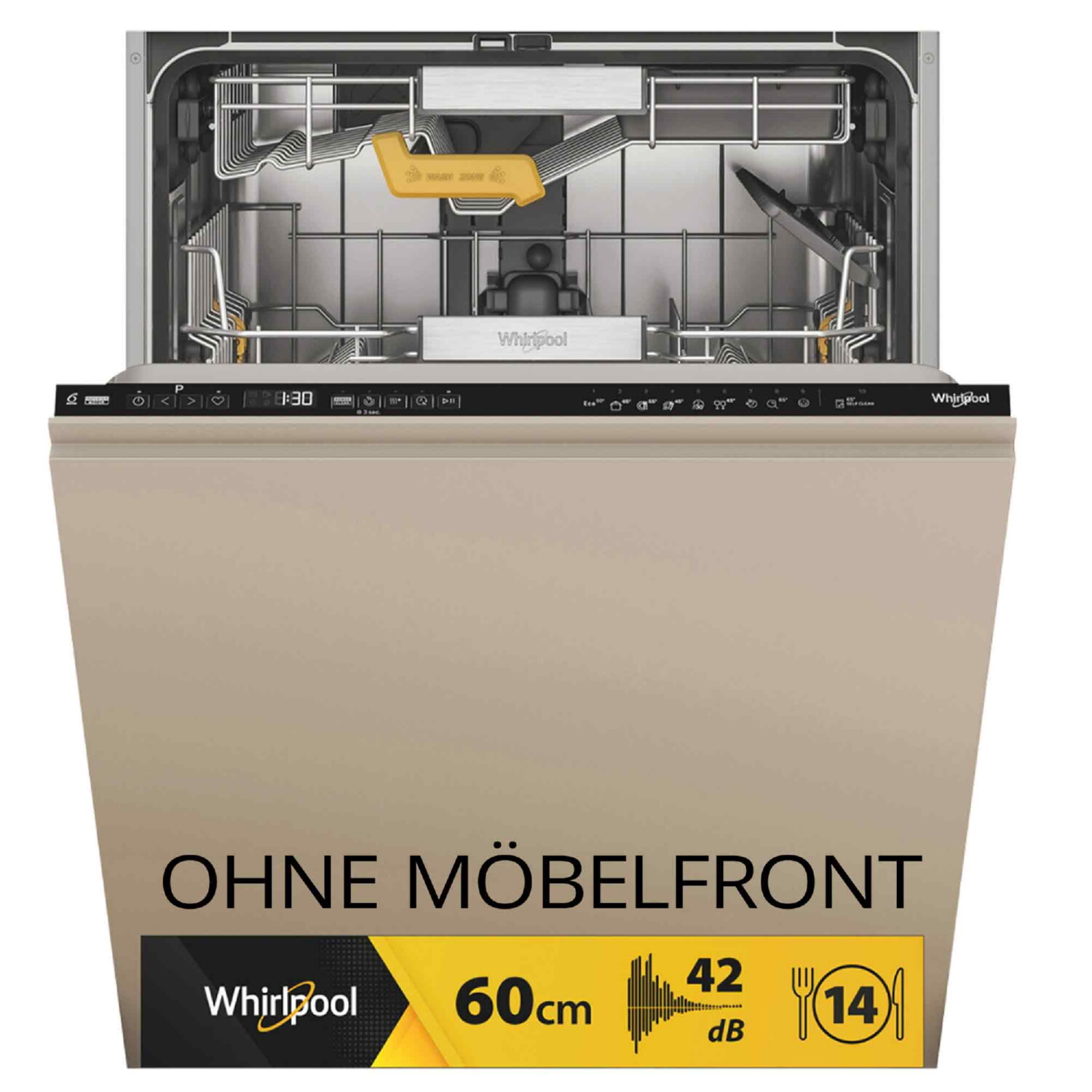 Lavavajillas integrable 60 cm - WHIRLPOOL WHIW8IHP42LSC, 14 servicios, 10 programas, 59,80 cm, Inox