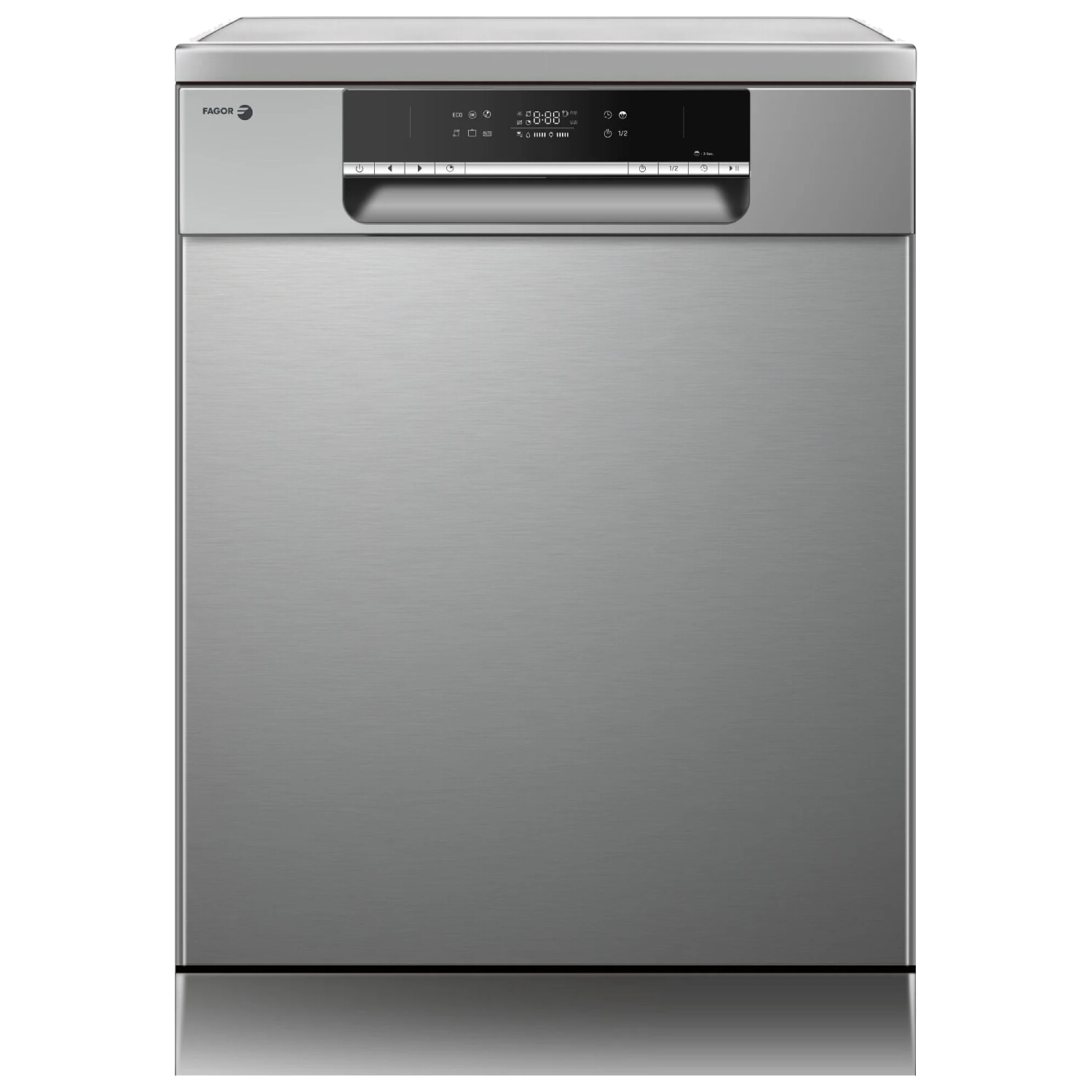 Lavavajillas - Fagor 4LVF-623X, 12 Servicios, 6 Programas, 59.8 cm Ancho, Bloqueo Infantil, Autolimpiado, Media Carga, Inox