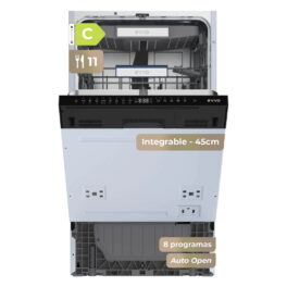Lavavajillas integrable 45 cm - EVVO Di.4 Slim (45cm), 8 programas, 450 mm, Blanco
