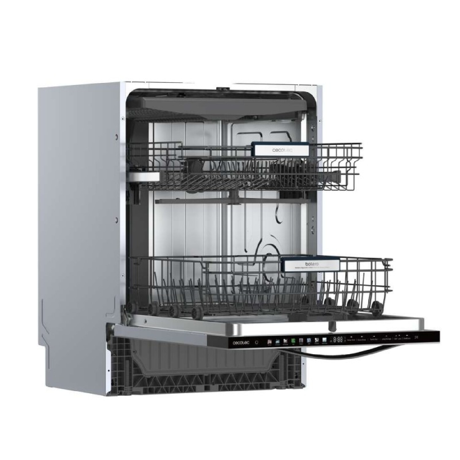 Lavavajillas integrable 60 cm - CECOTEC Bolero Aguazero 6320 Full-BI Black Glass, 8 programas, 60 cm, Negro