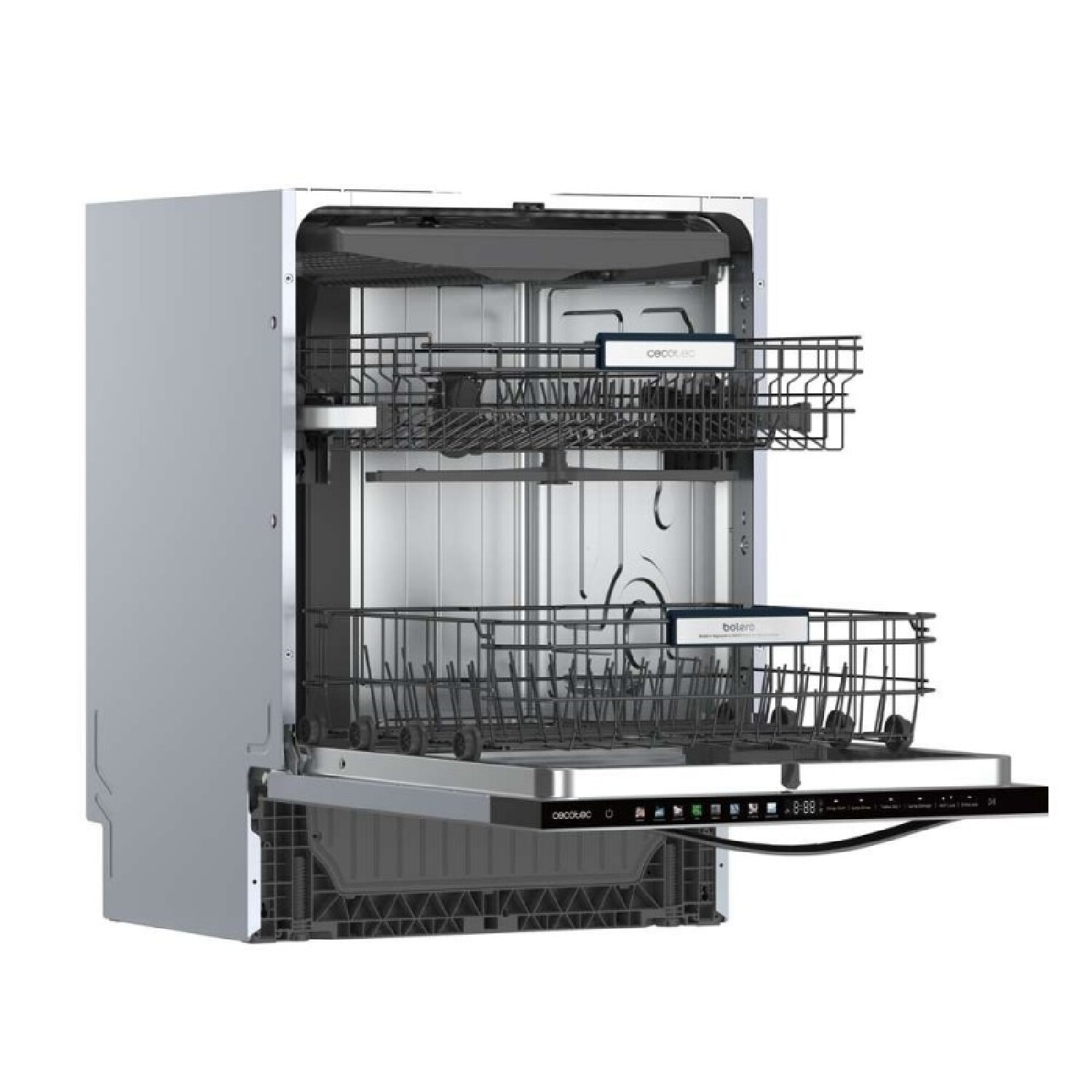 Lavavajillas integrable 60 cm - CECOTEC Bolero Aguazero 6620 Full-BI Matt Black Glass, 8 programas, 60 cm, Negro