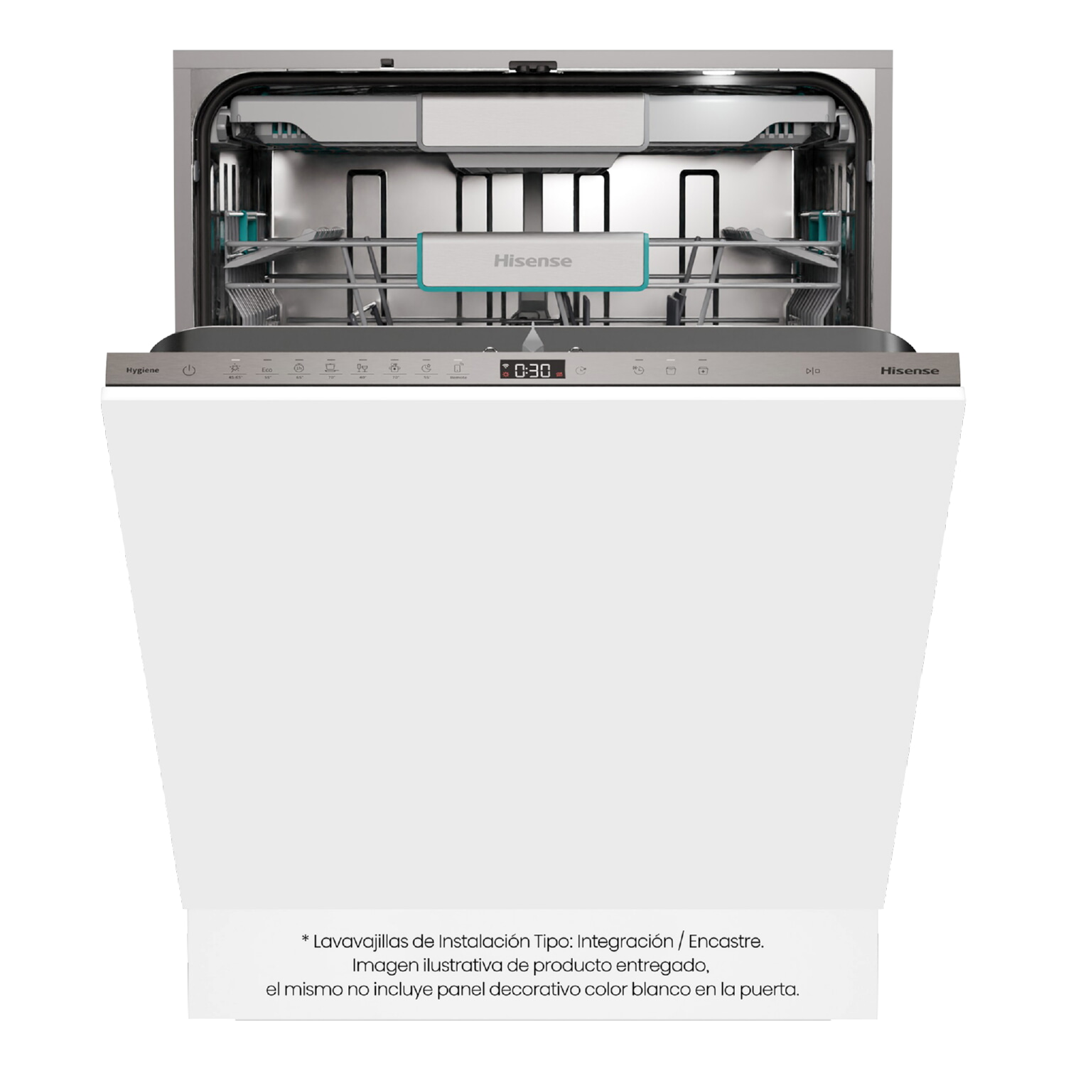 Lavavajillas integrable - Hisense HV673A65, 16 servicios, 7 programas, 59.8 cm, Tercera Bandejea, Wi Fi, Sin Panelar
