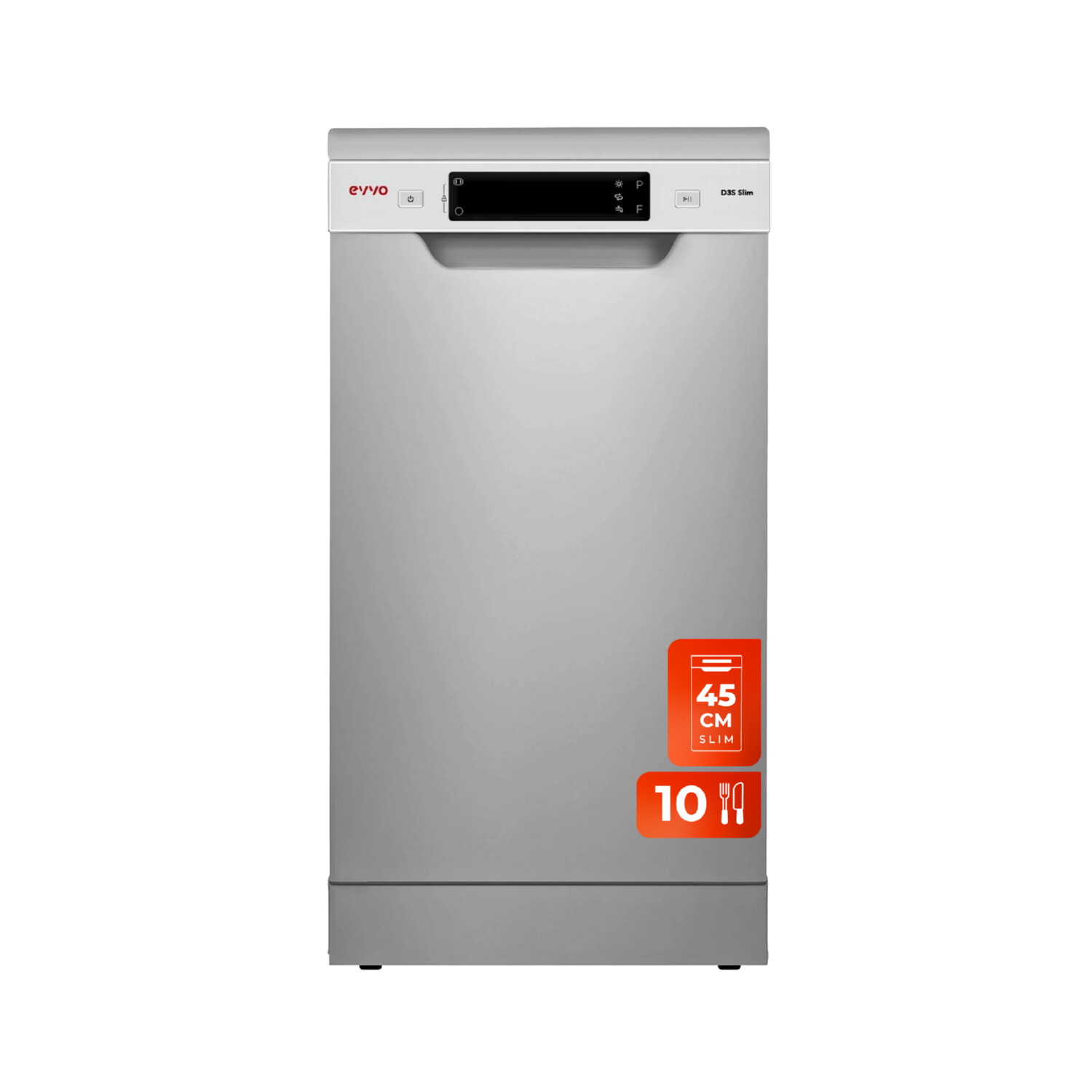 Lavavajillas libre instalación - EVVO D3X SLIM, 8 programas, 45,0 cm, Inox