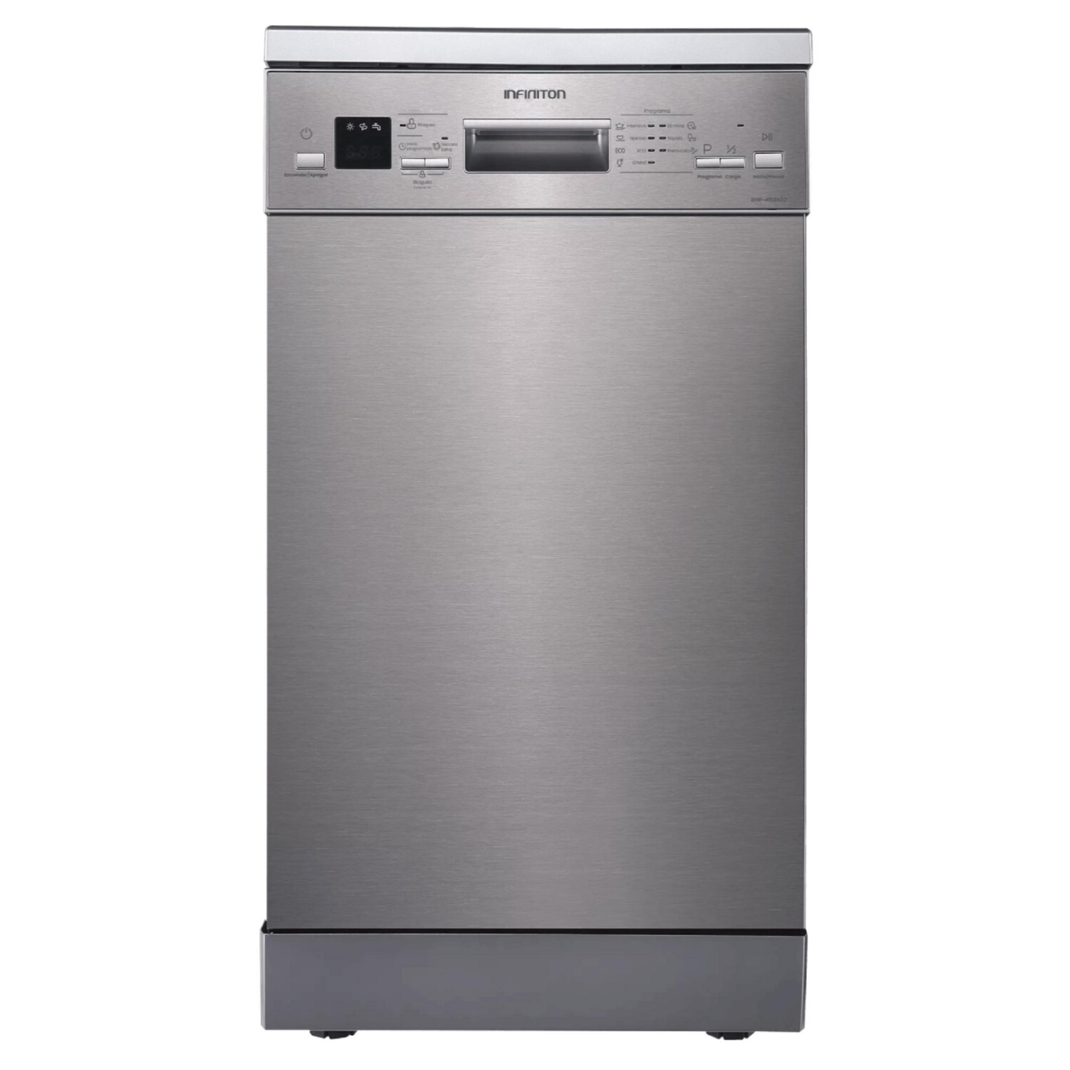 Lavavajillas libre instalación 45 cm - INFINITON DIW-4513XD3, 10 servicios, 7 programas, 44,8 cm, Inox
