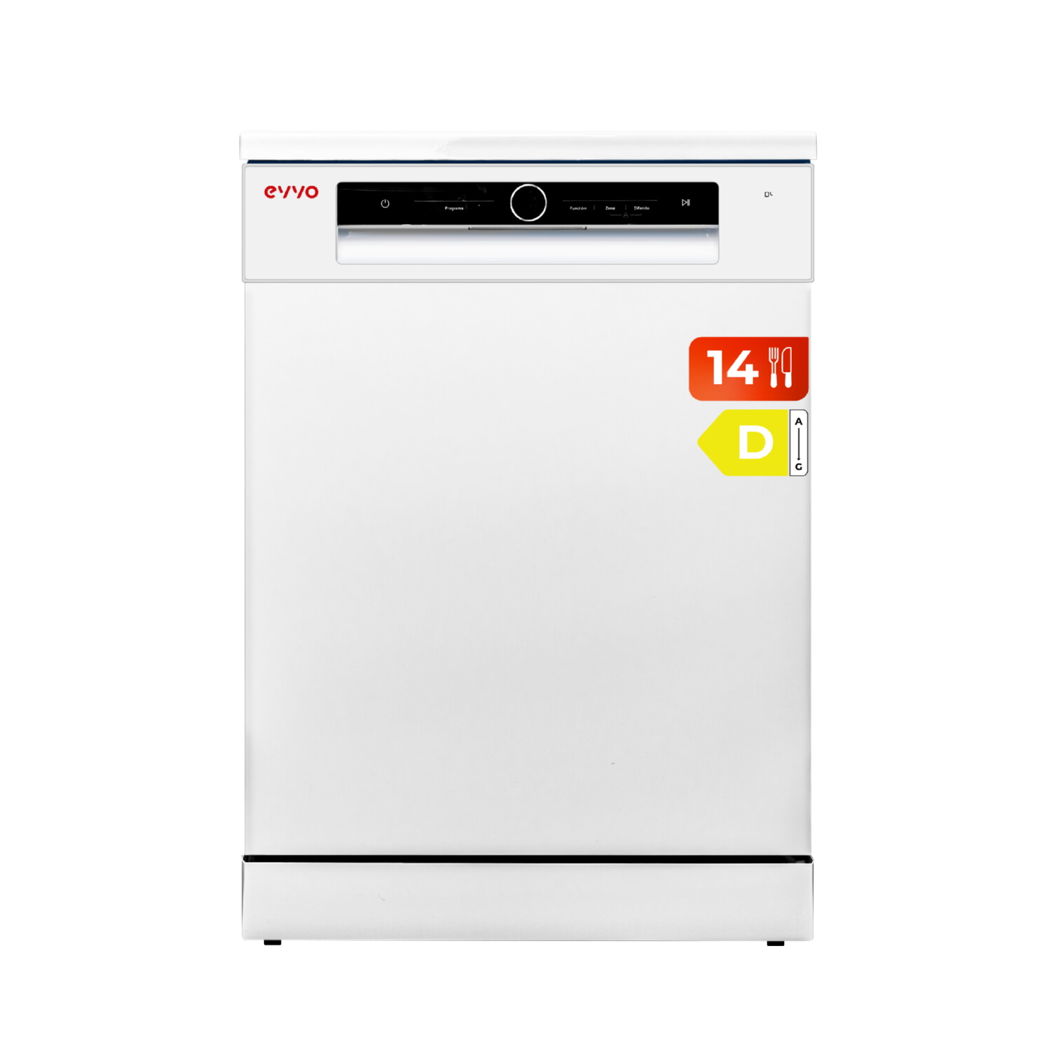 Lavavajillas libre instalación 60 cm - EVVO D3, 8 programas, 60,0 cm, Blanco