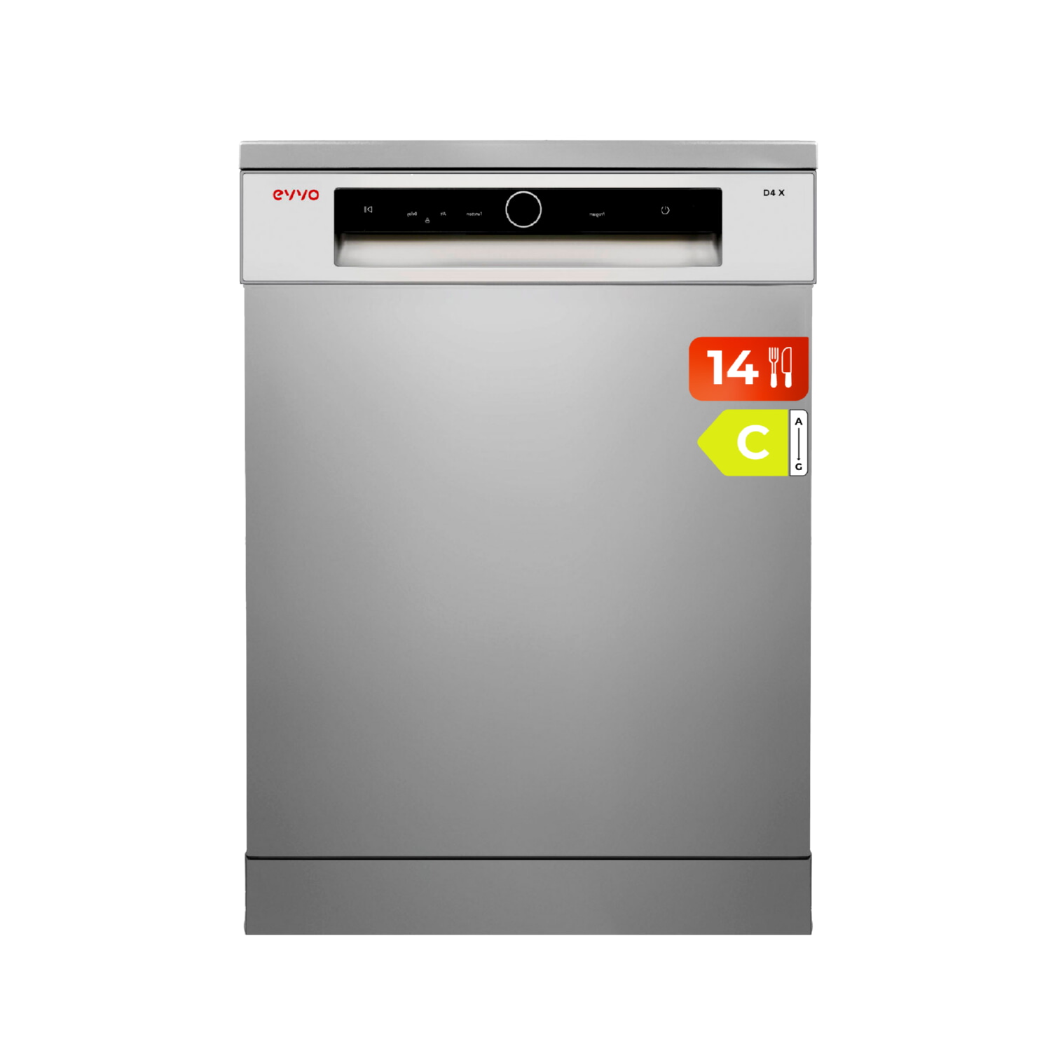 Lavavajillas libre instalación 60 cm - EVVO D4X, 14 servicios, 8 programas, 60,0 cm, Inox
