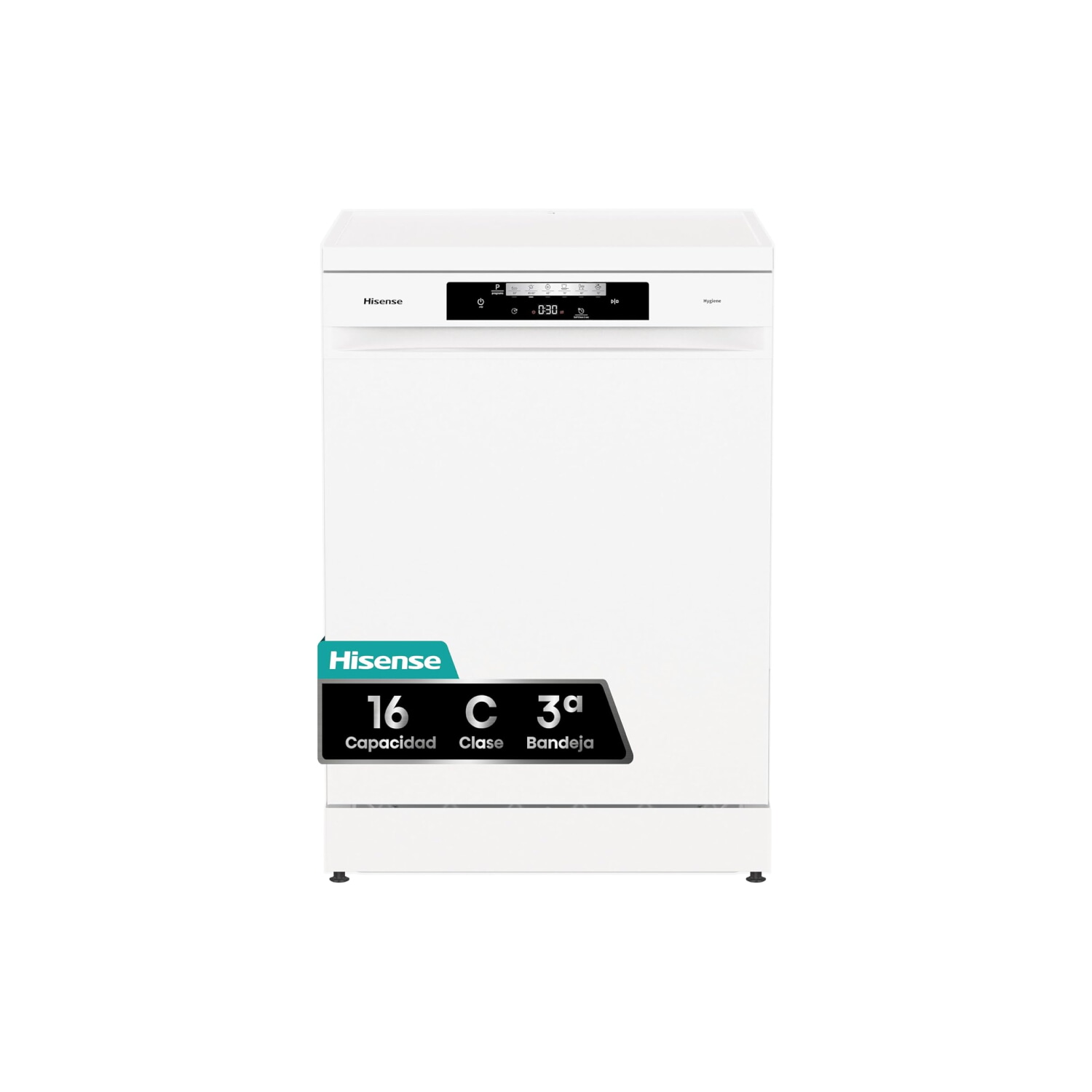 Lavavajillas libre instalación 60 cm - HISENSE HS643C90W, 16 servicios, 6 programas, 59,9 cm, White