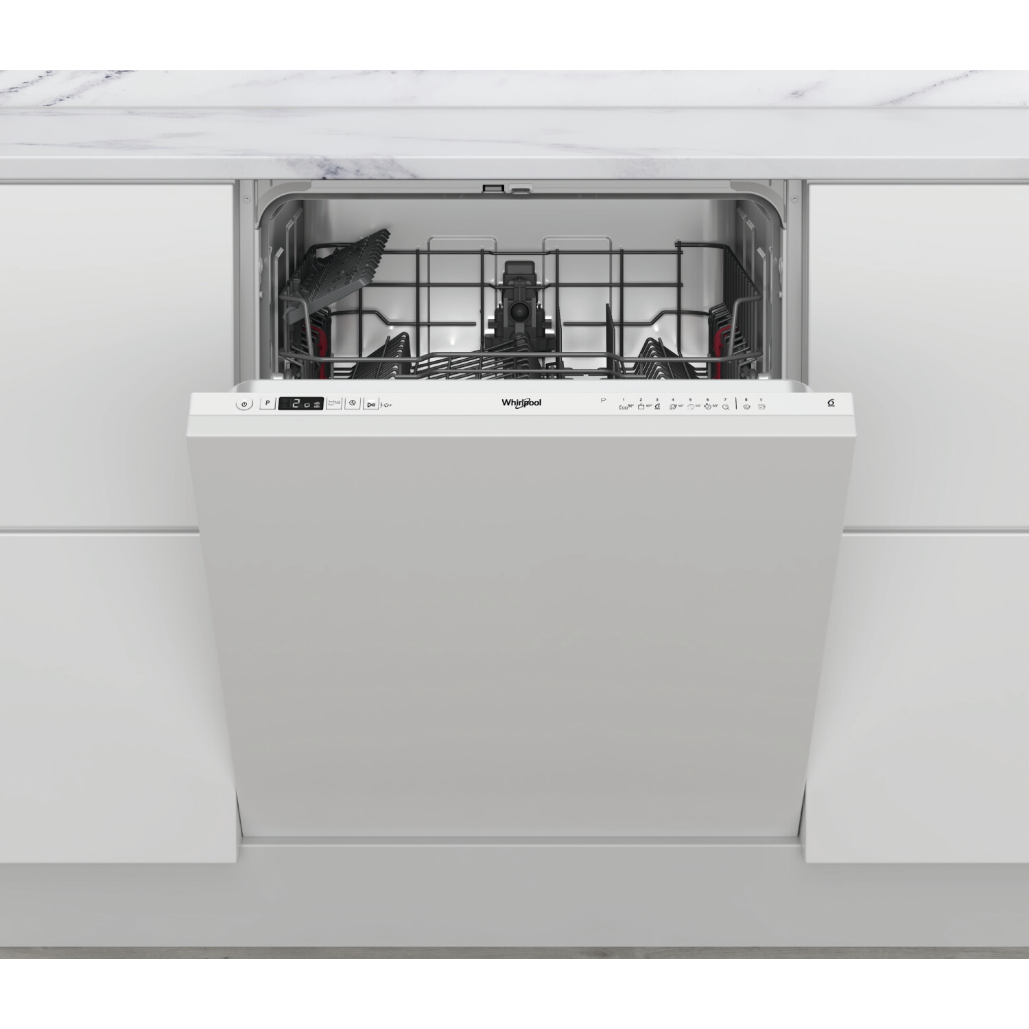Lavavajillas integrable - Whirlpool W2I HD526 A, 14 cubiertos, 9 programas, 60 cm, Tecnología 6TH SENSE, Multi Zone, Sin panelar