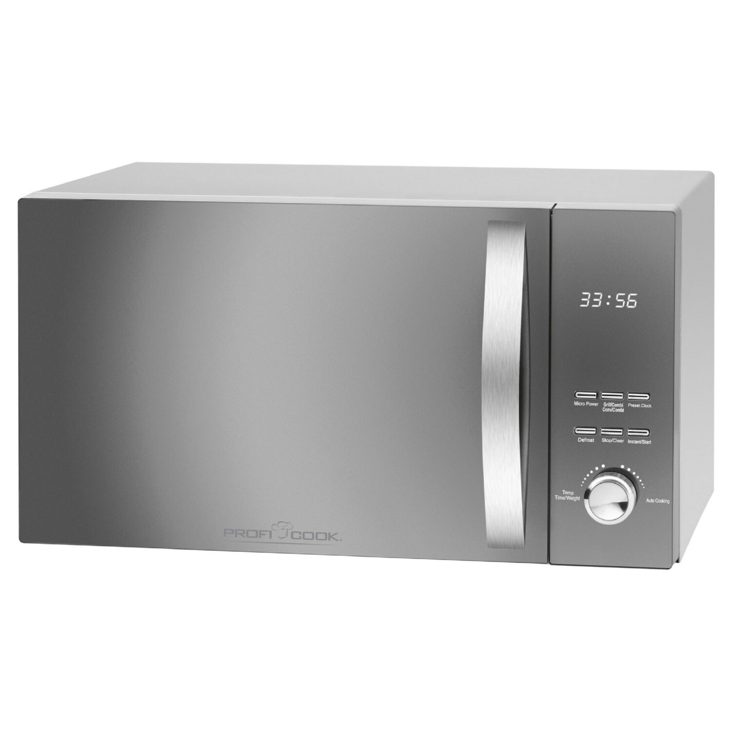 Microondas - PROFICOOK 501176, 2300 W, 5 potencia, 23 l, Inox