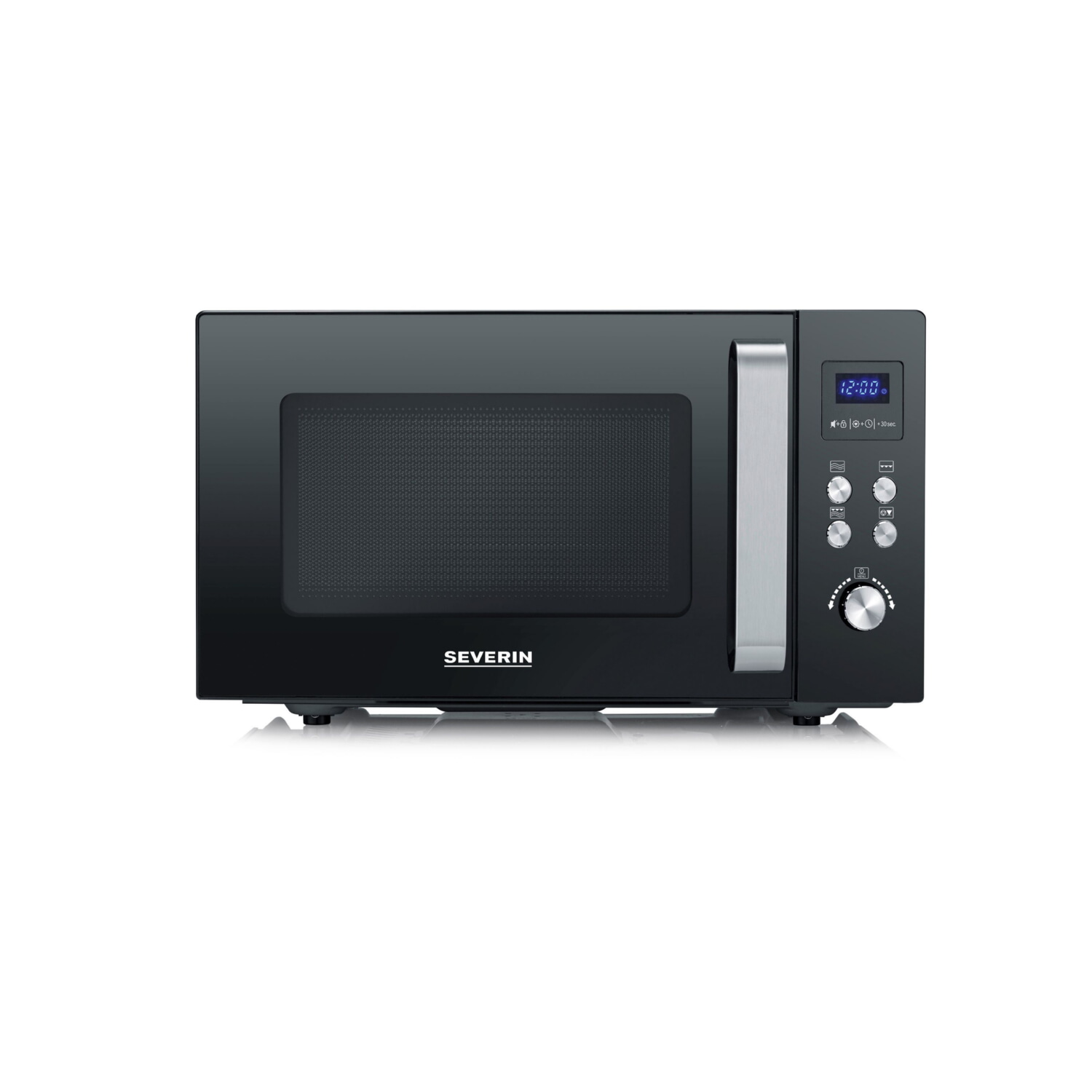 Microondas con grill y base de vidrio - SEVERIN MW 7763, 1000 W, 10 potencia, 25 l, negro