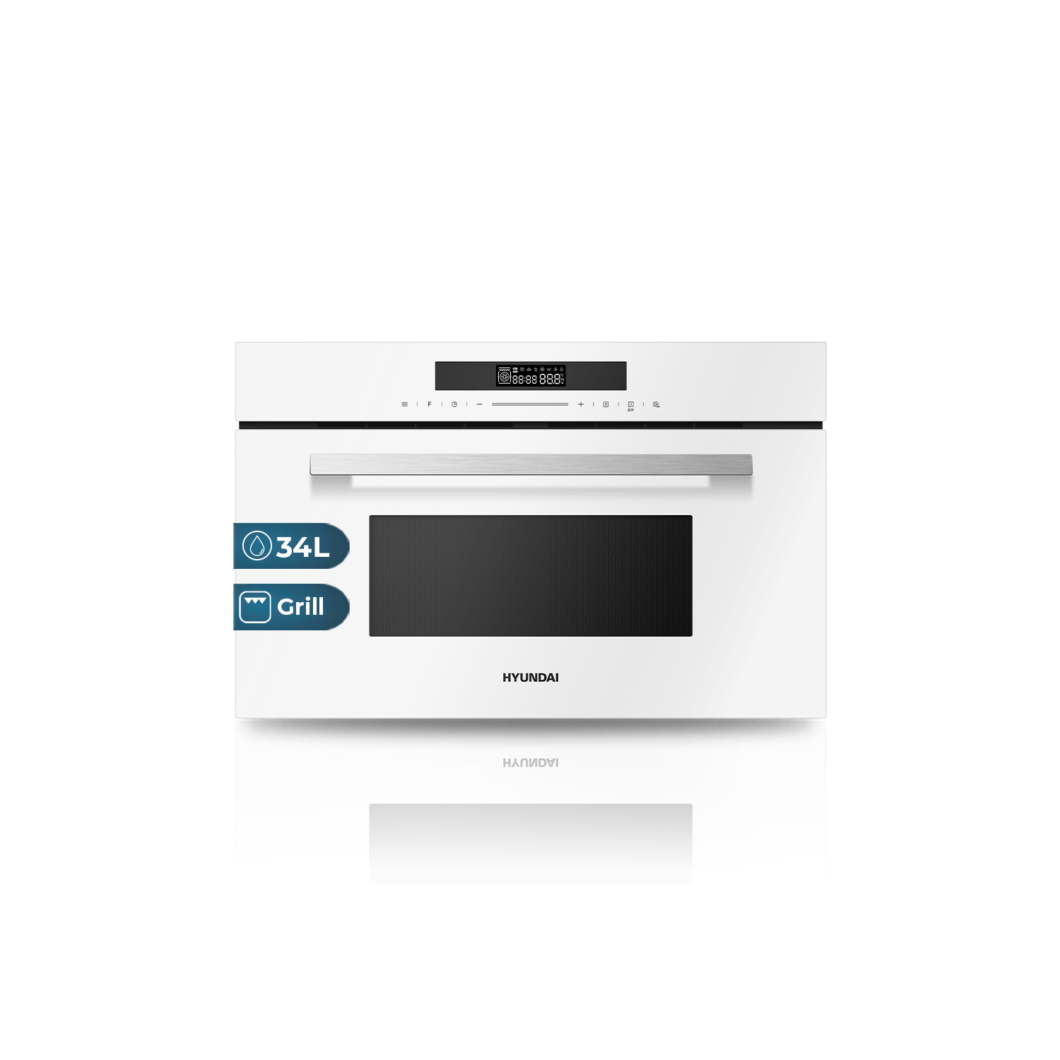 Microondas - HYUNDAI HHMW3414DGW00, 900 W, 5 potencia, 34 l, Cristal blanco