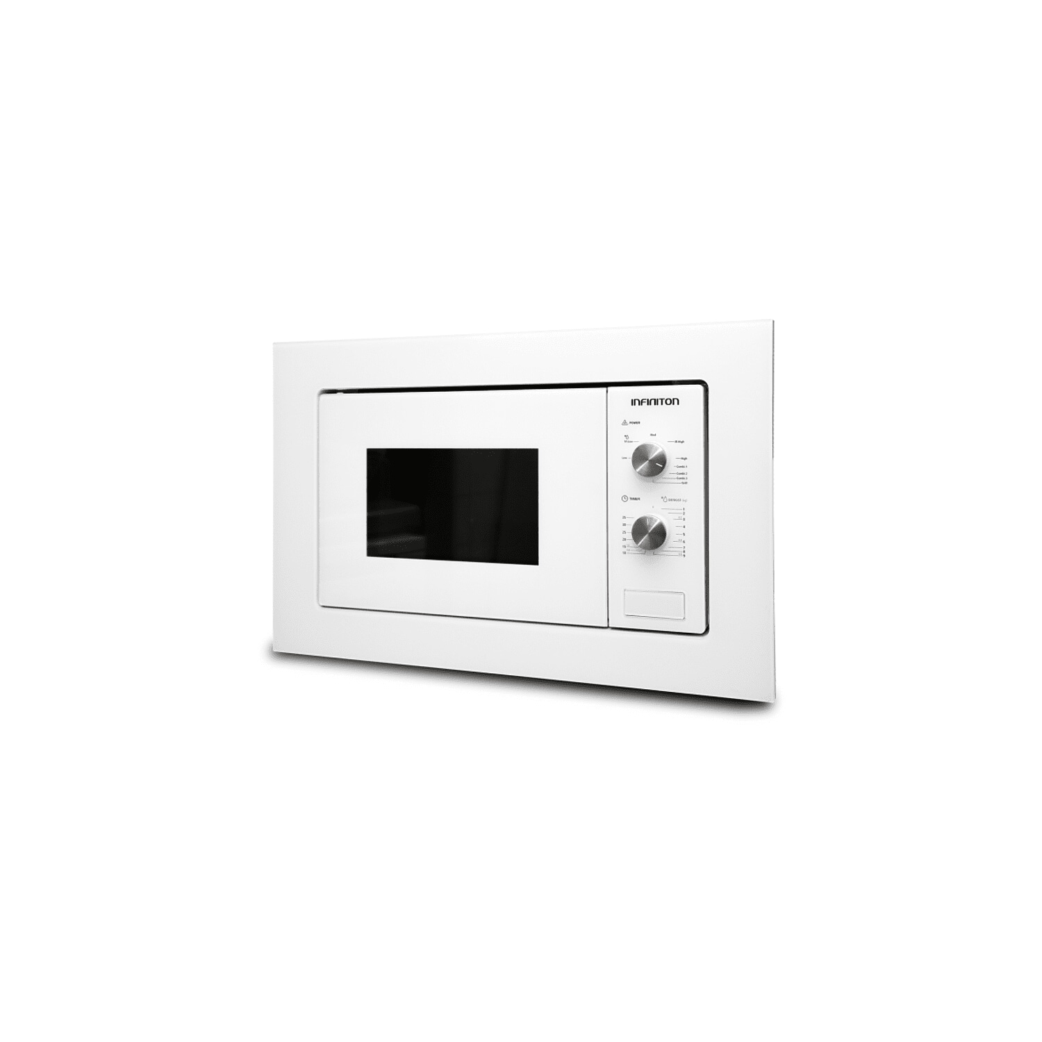 Microondas con grill integrable - Infiniton IMW-WHITE1720, 20 L, 800W, Defrost, Display LED, Blanco