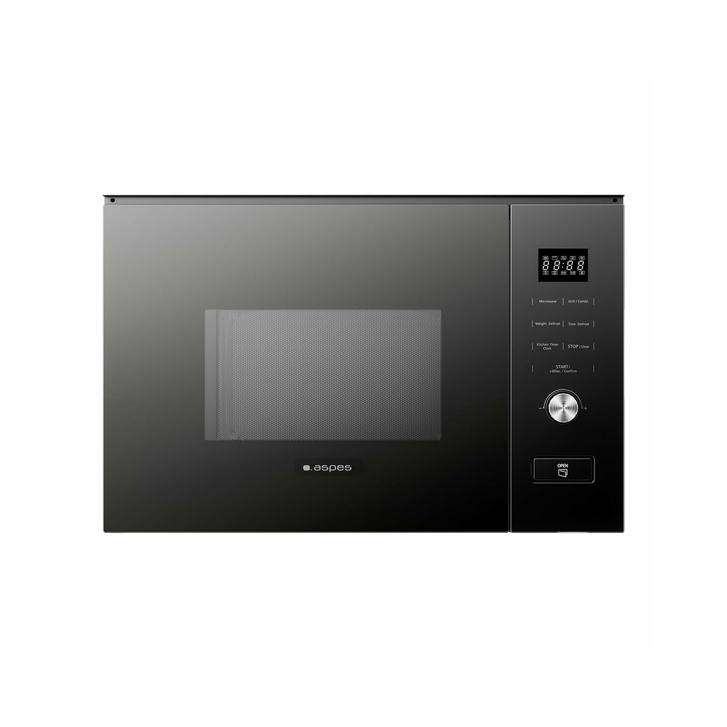Microondas integrable - ASPES AMWI2800DGN, 800 W, 5 potencia, 20 l, Cristal negro