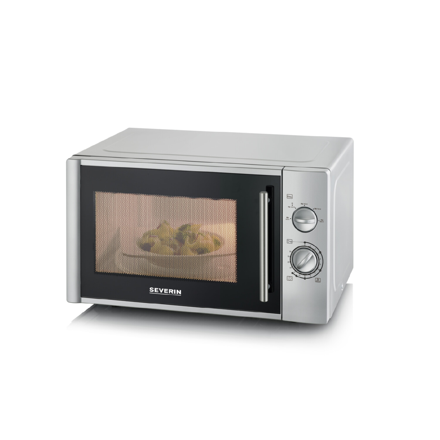Microondas - SEVERIN MW 7772, 900 W, 5 potencia, 16,4 l, plateado