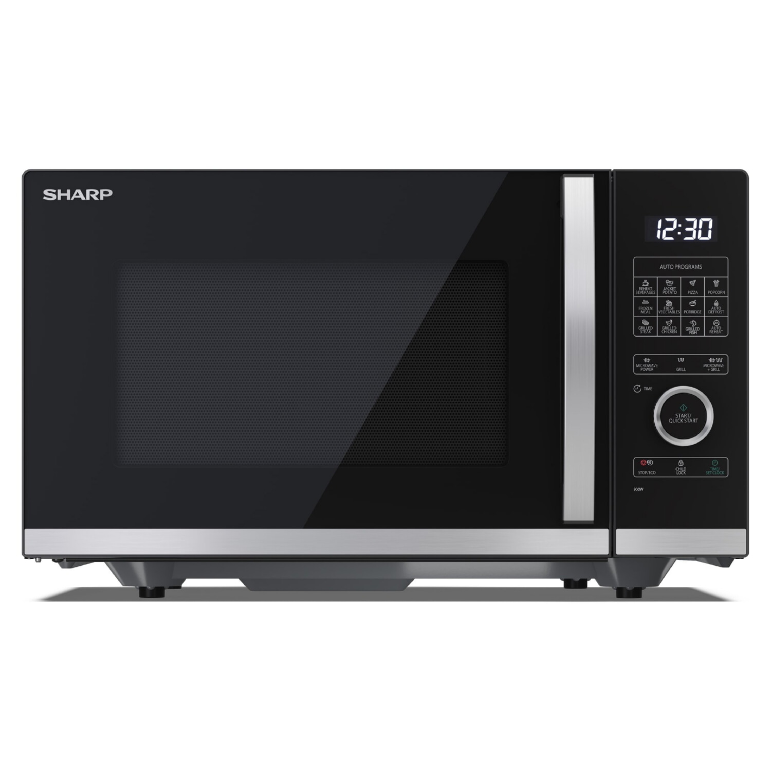 Microondas libre instalación - SHARP YC-QG234AE-B, 900 W, 10 potencia, 23 l, Inox